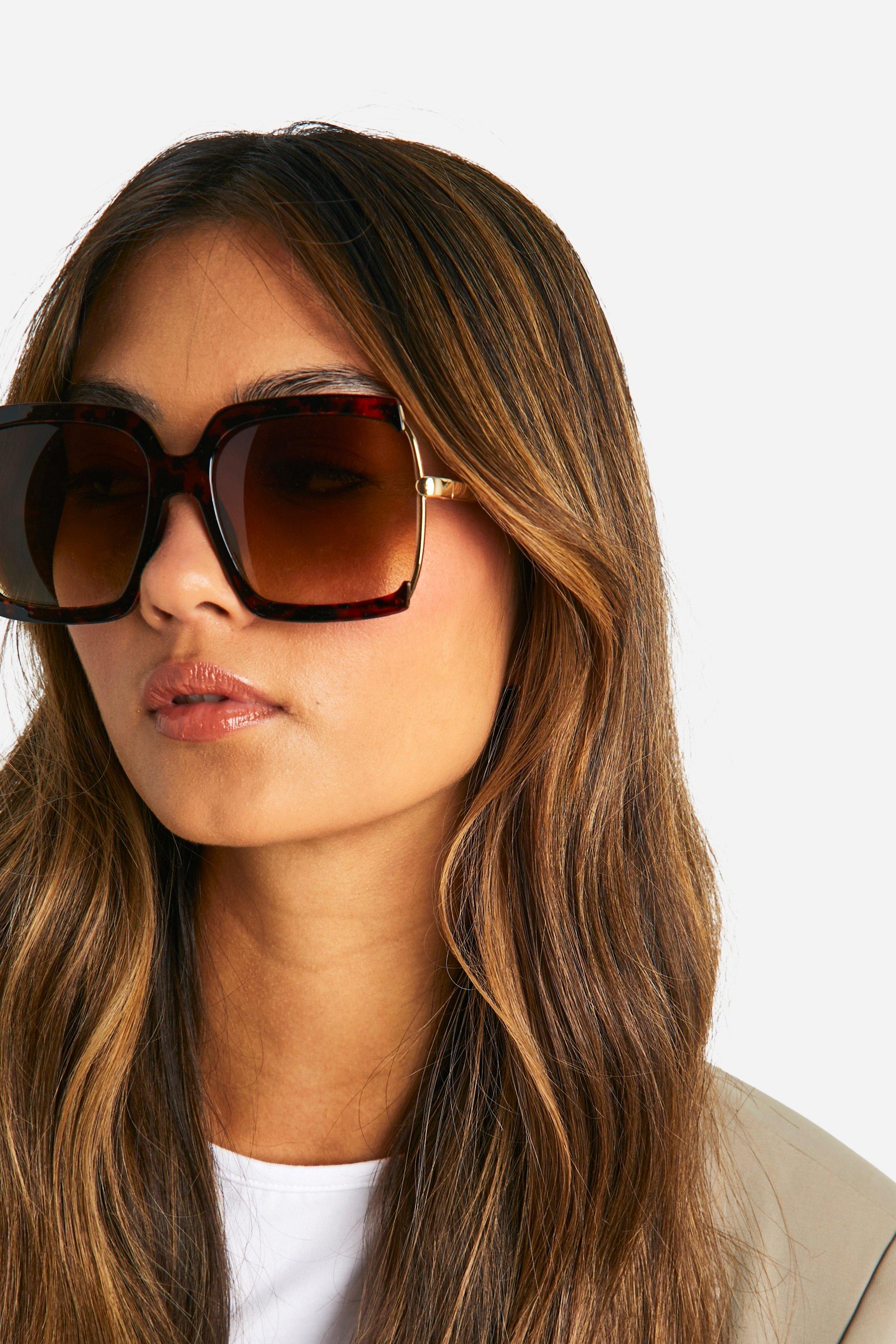 Womens Square Tortoise Shell Oversized Sunglasses - Brown - One Size, Brown