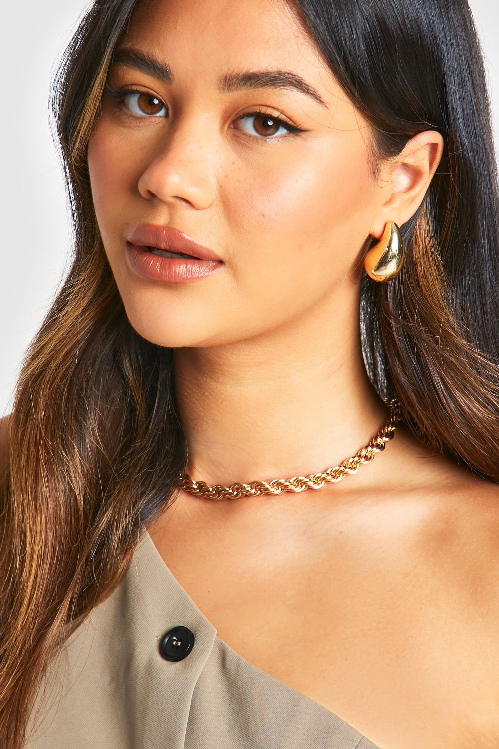 Womens Gold Chunky Twist Detail Choker Necklace - One Size, Gold