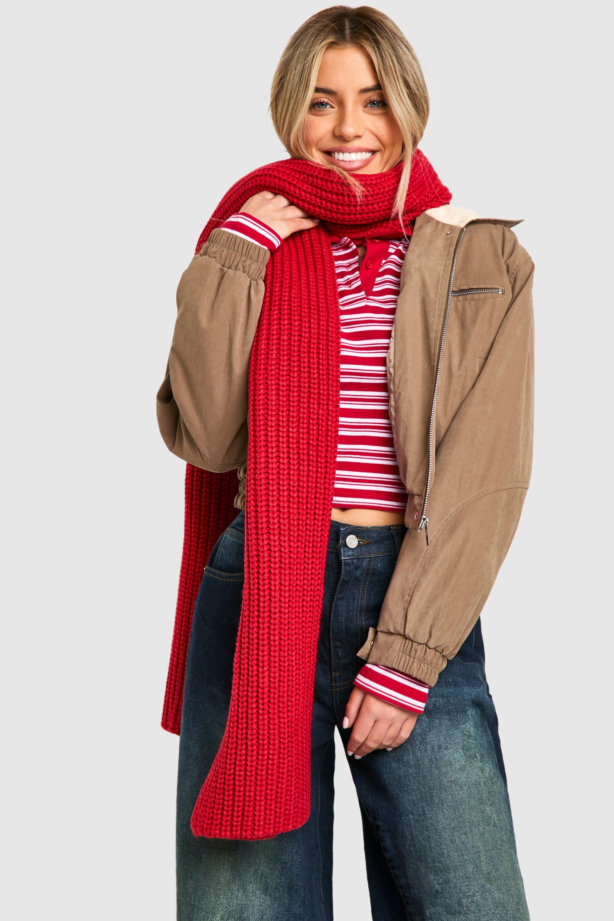 Click to view product details and reviews for Womens Chunky Ribbed Knit Long Scarf Red One Size Red.