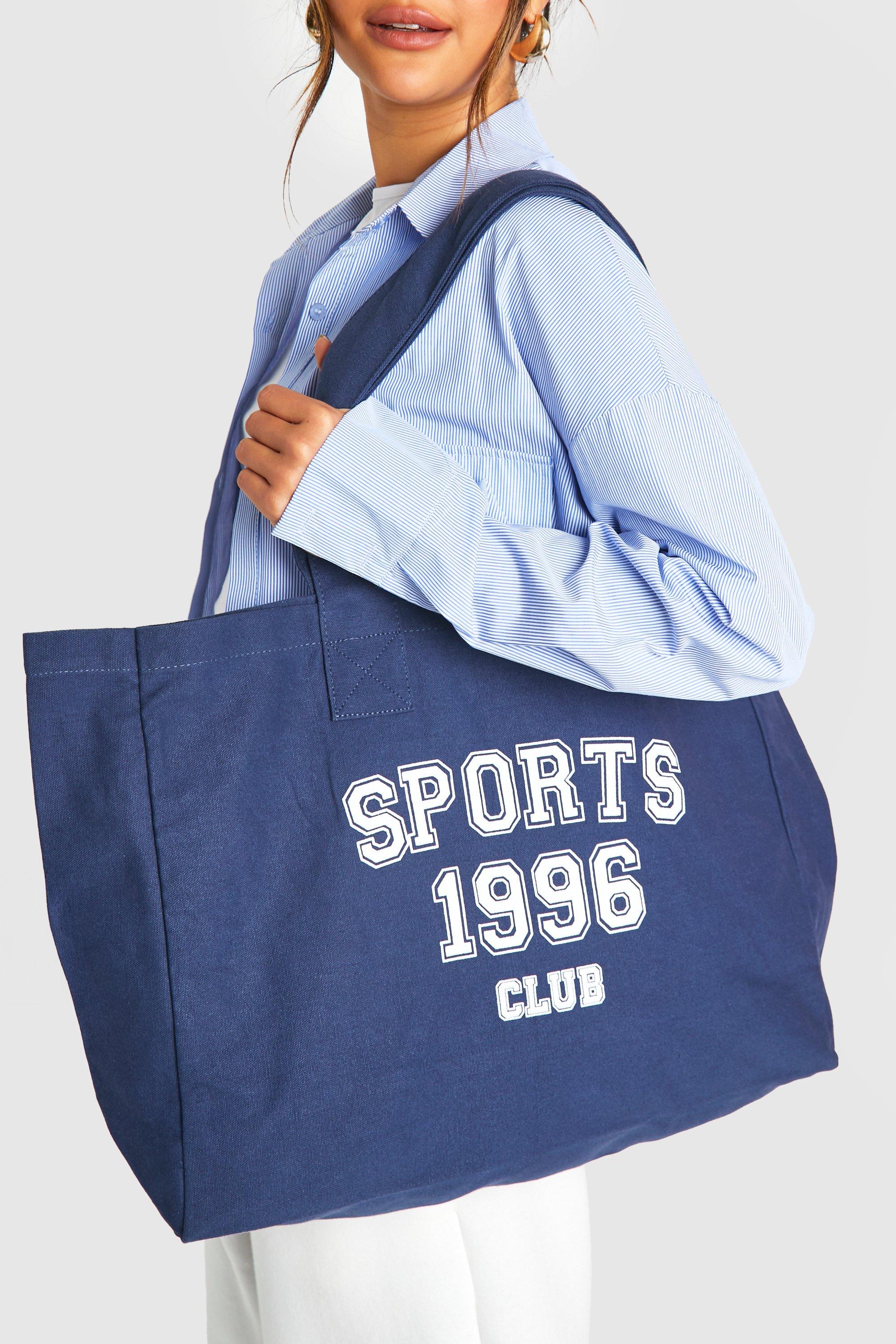 Womens Sports Club Slogan Tote Bag - Navy - One Size, Navy