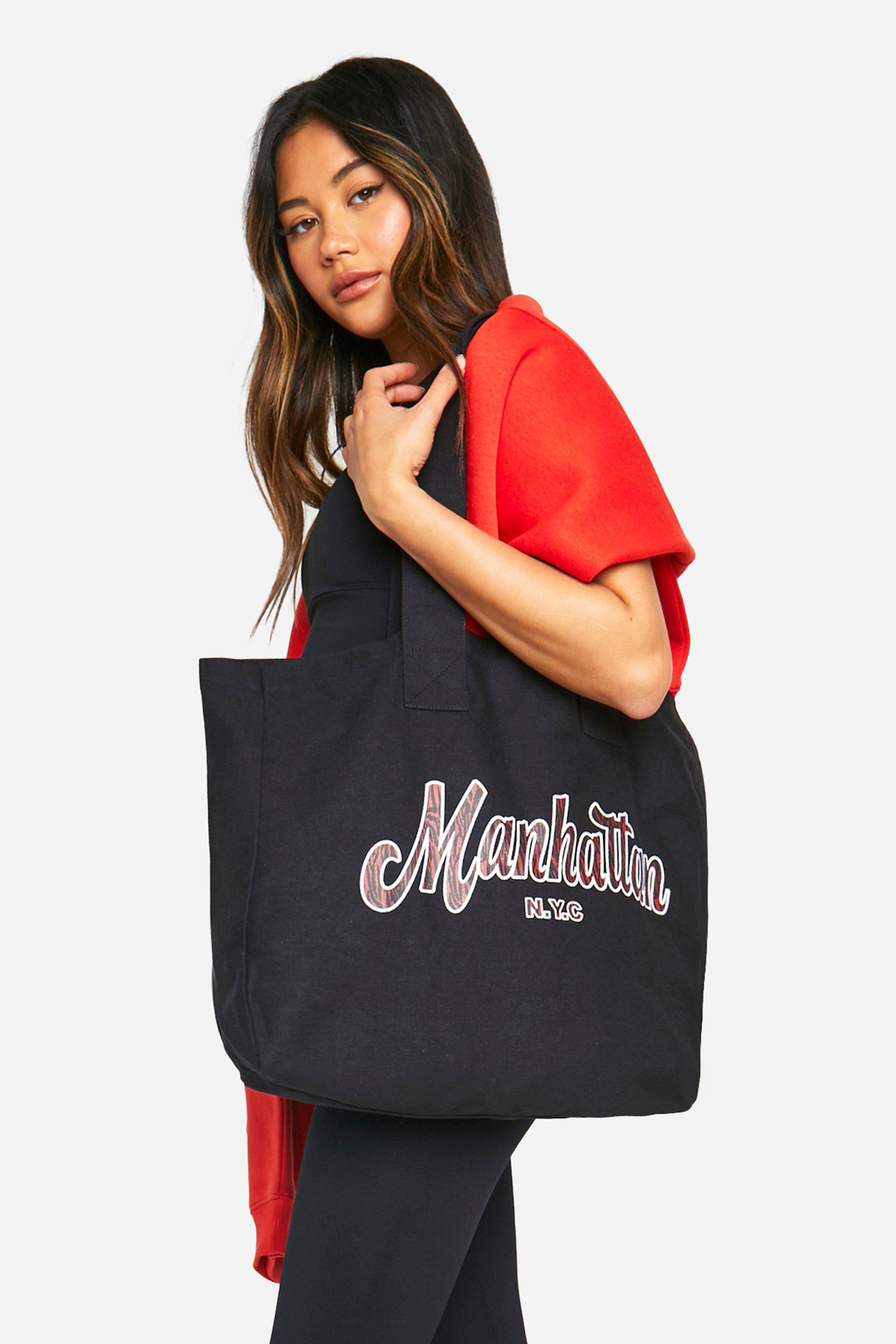 Womens Manhattan Slogan Tote Bag - Black - One Size, Black