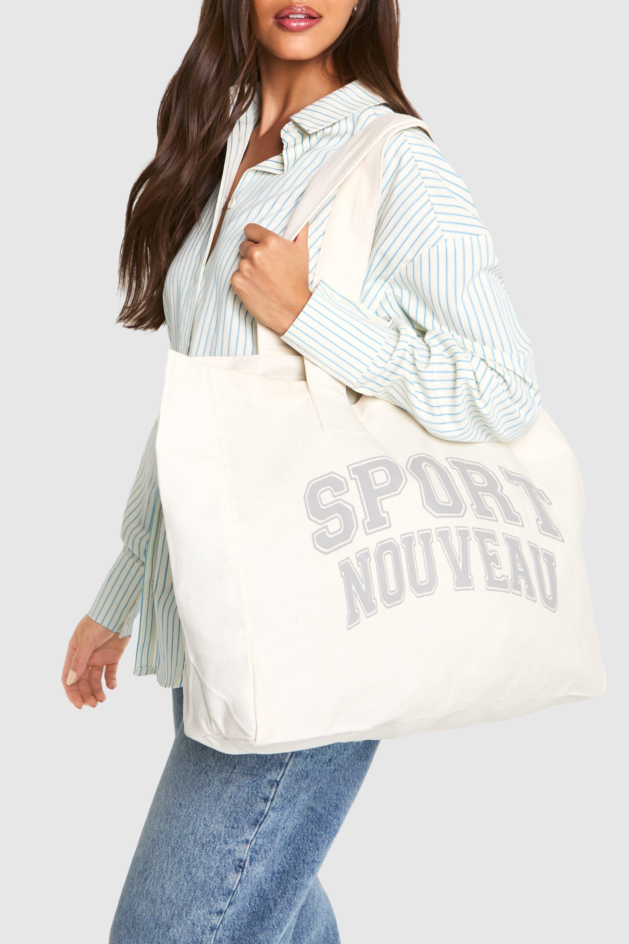 Womens Sport Nouveau Slogan Tote Bag - White - One Size, White