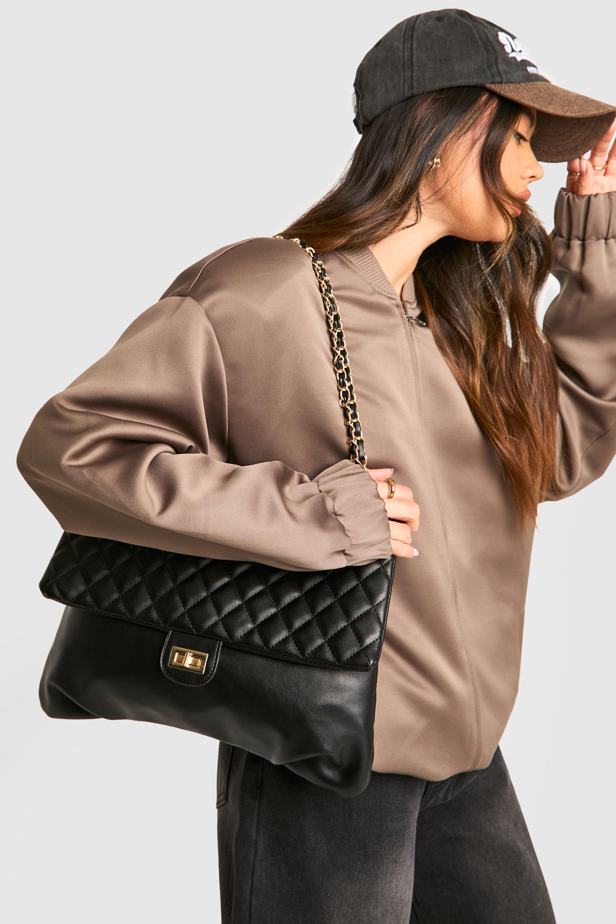 Click to view product details and reviews for Womens Quilted Leather Look Shoulder Bag Black One Size Black.