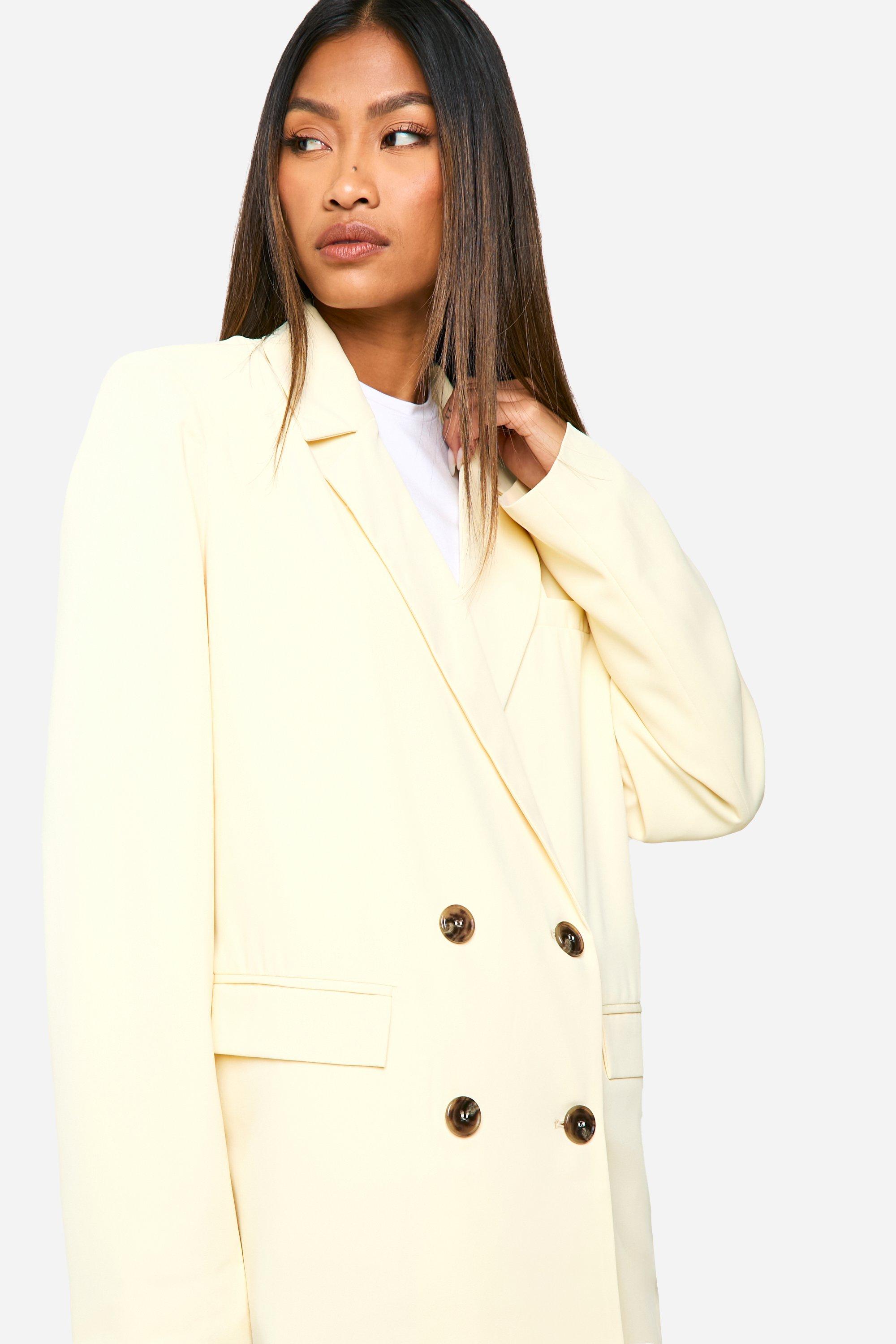 Boohoo Oversized Getailleerde Blazer Met Dubbele Knopen, Butter