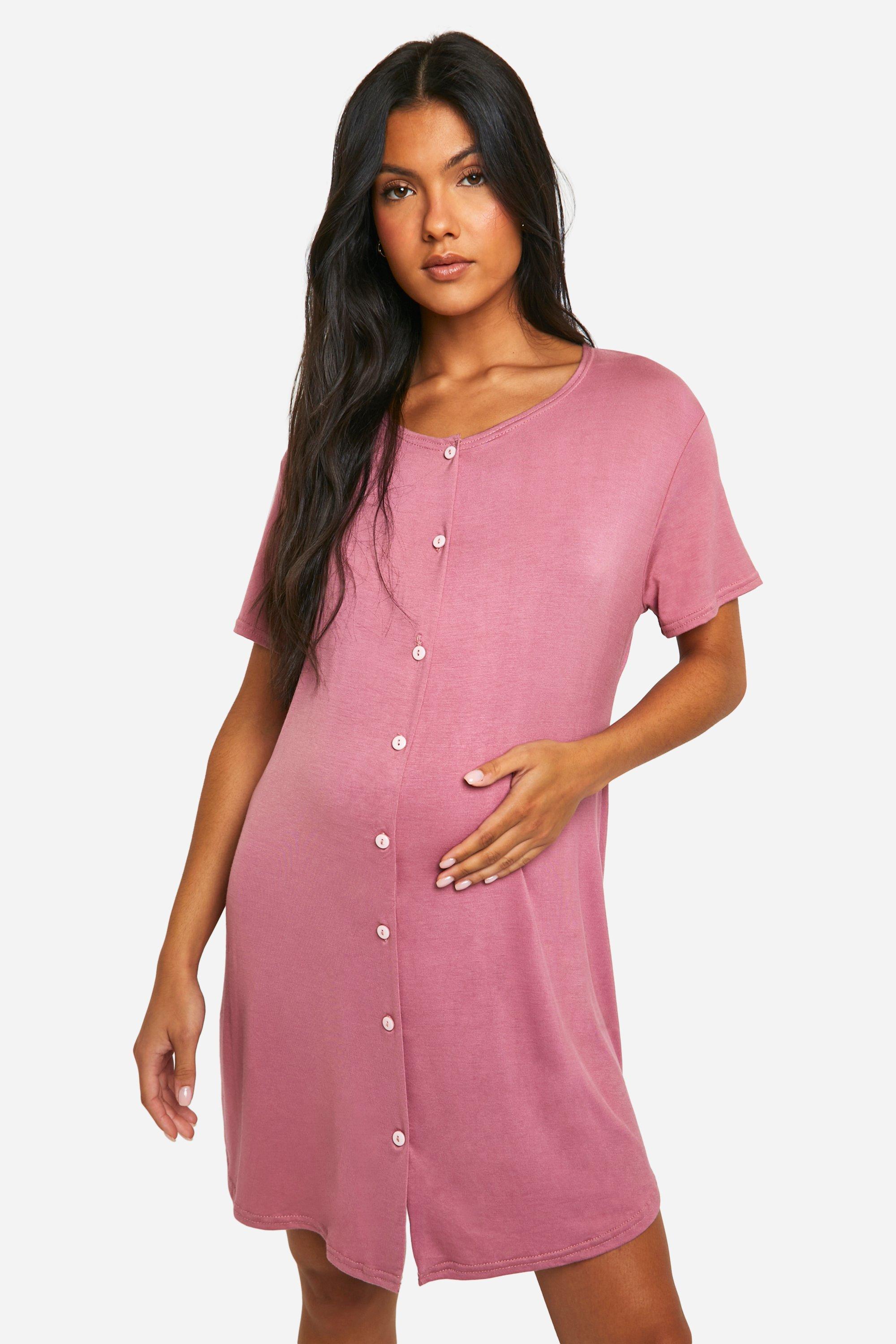 Womens Maternity Peached Button Down Nightie - Purple - 16, Purple