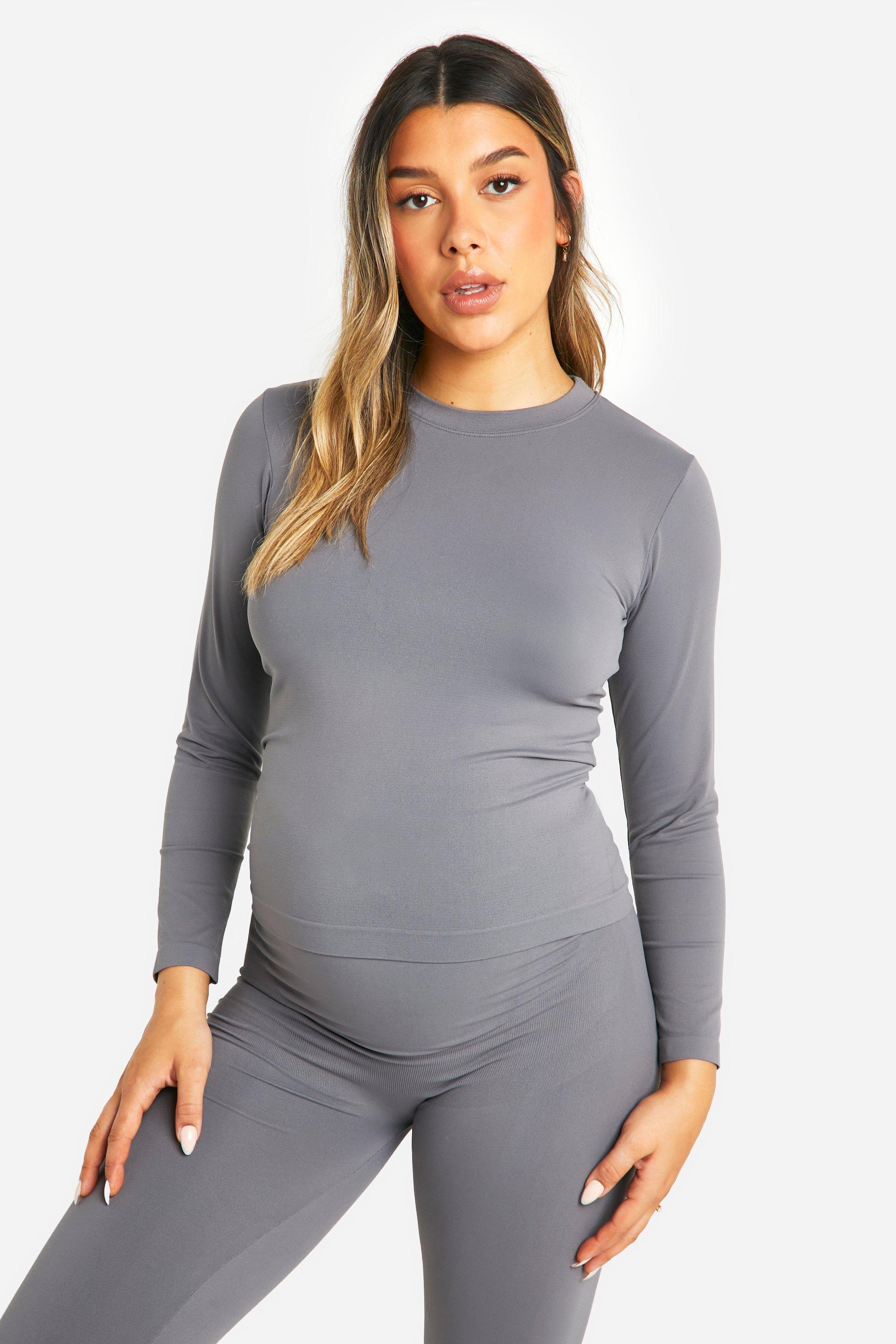 Image of Top Premaman Basic Soft Touch a maniche lunghe, Grigio