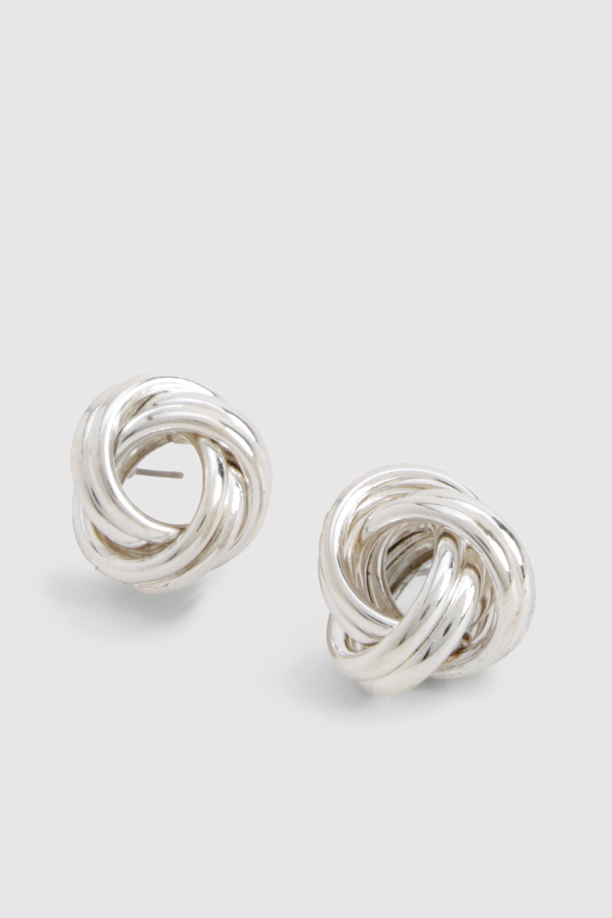 Womens Knot Detail Stud Earrings - Grey - One Size, Grey