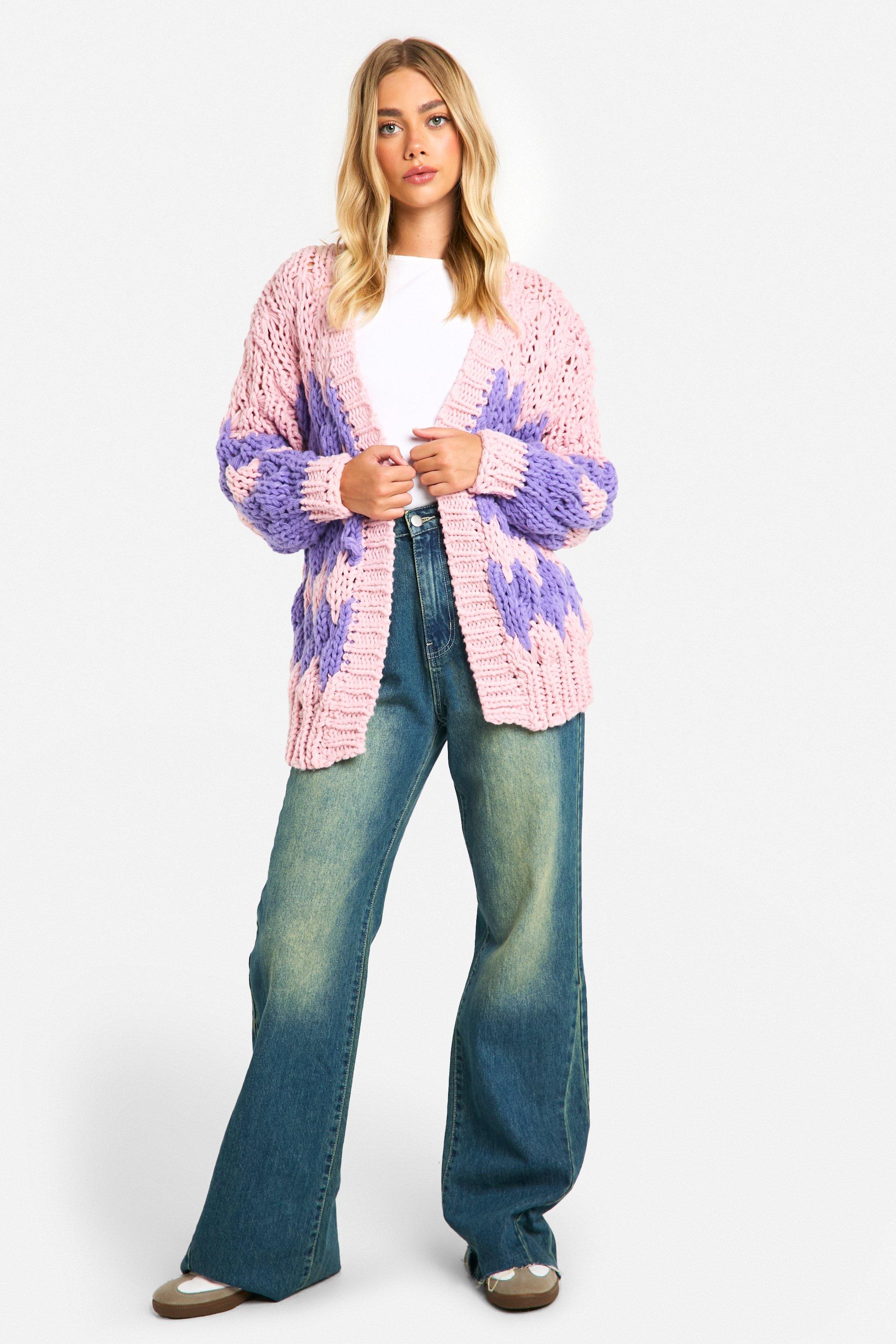 Boohoo Oversized Dikke Gebreide Premium Cardigan, Pink