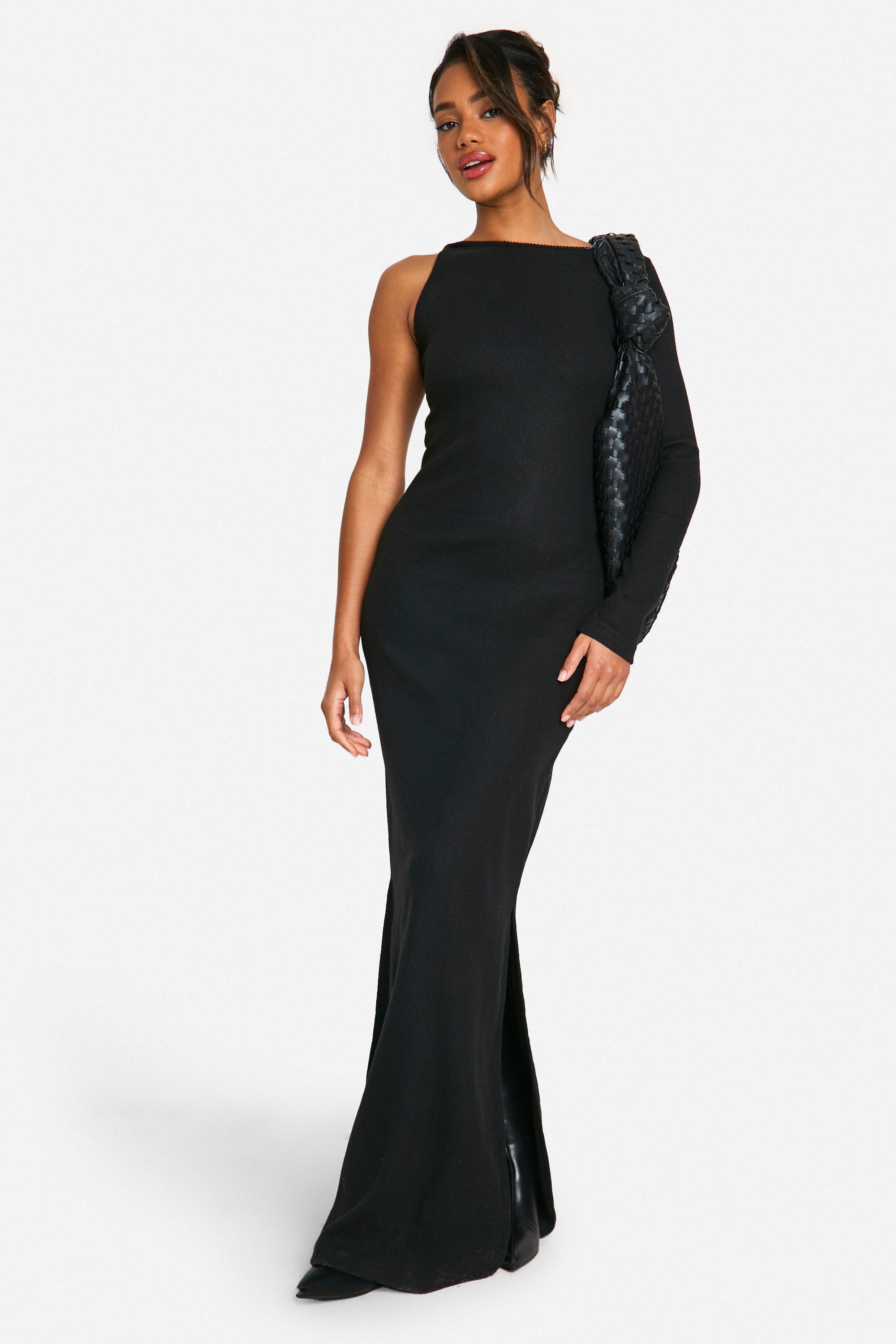 Womens Brushed Rib Maxi Dress - Black - 12, Black