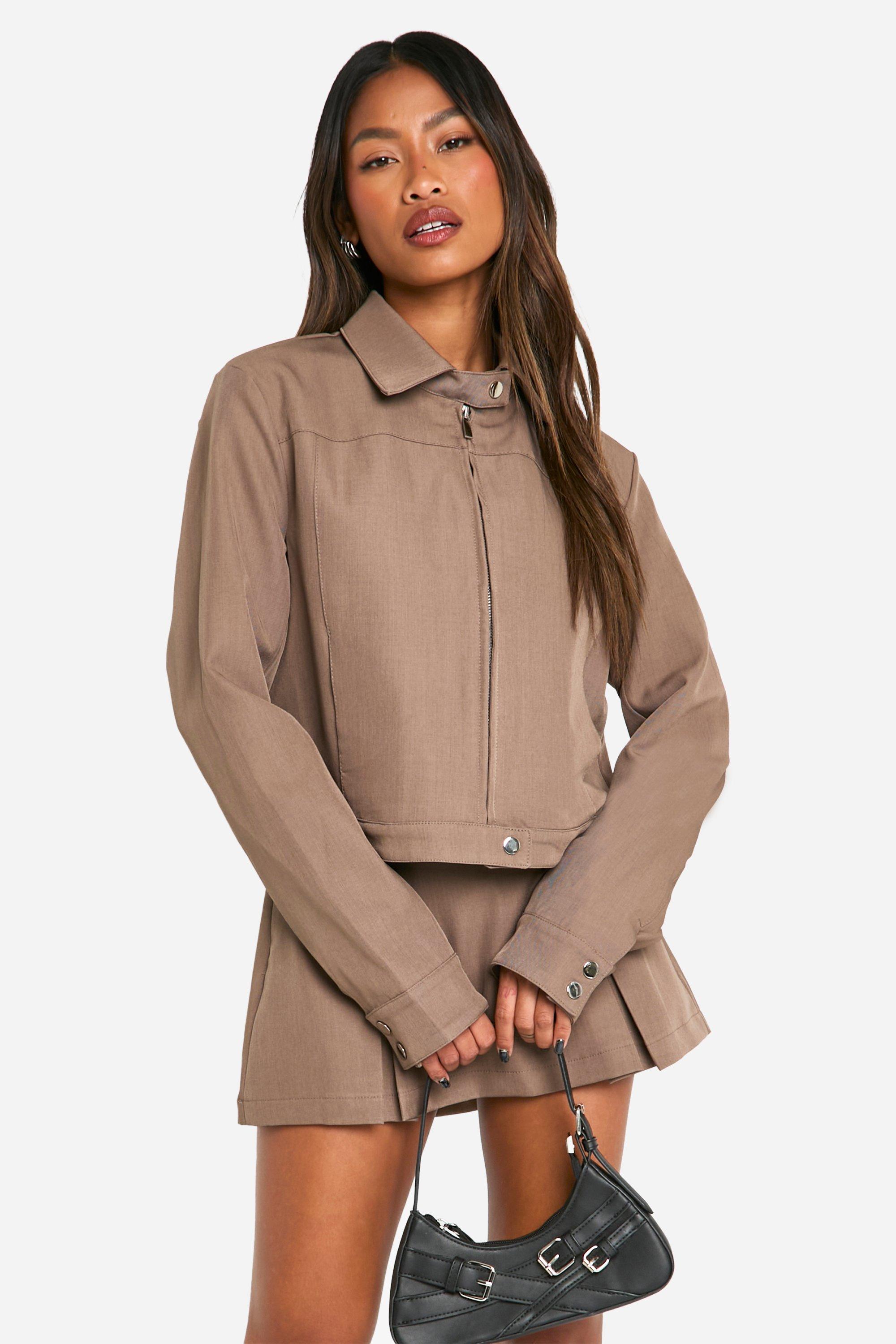 Image of Giacca Bomber sartoriale con colletto, Beige