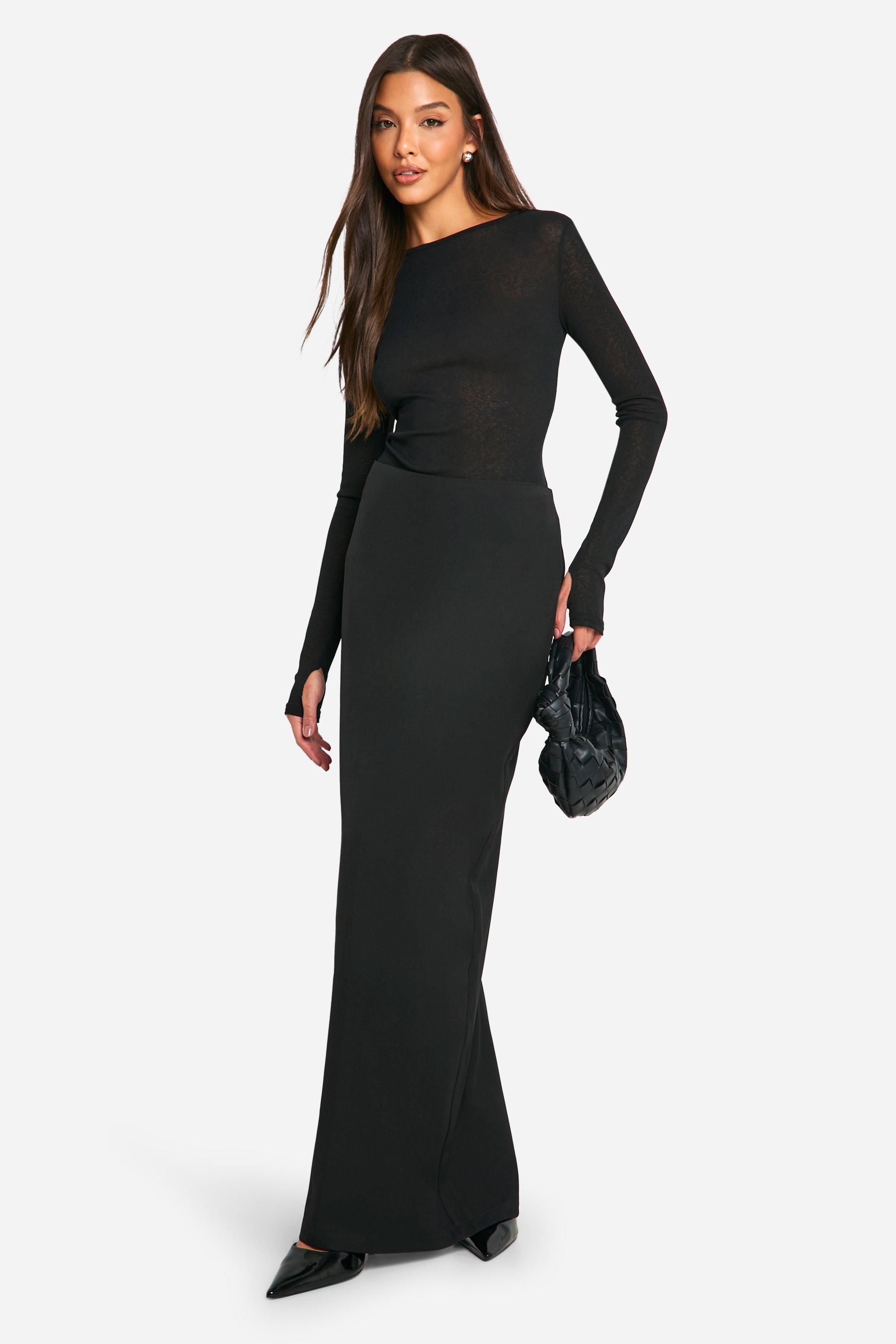 Boohoo Getailleerde Geweven Low Rise Maxi, Black