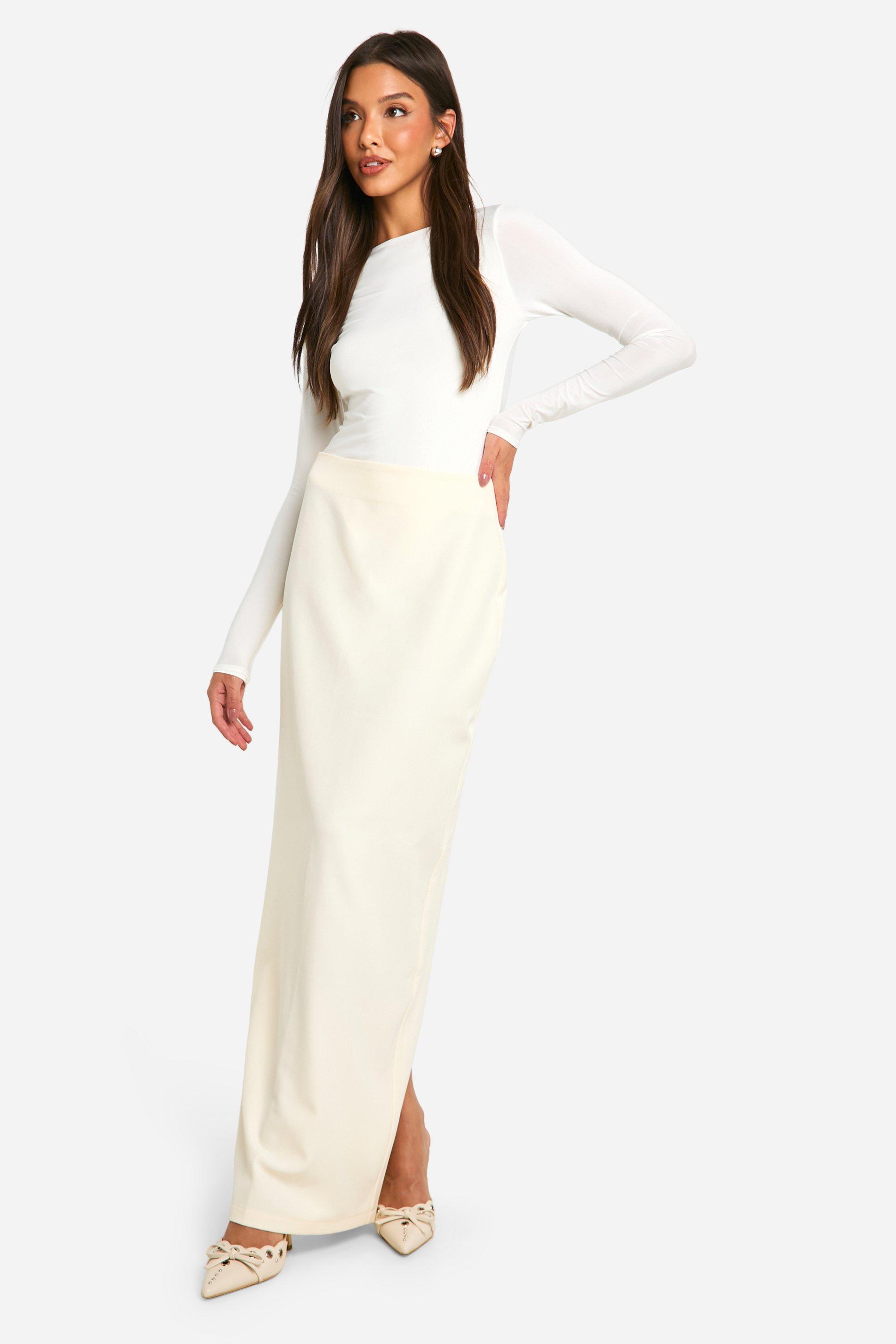 Boohoo Getailleerde Geweven Low Rise Maxi, Bone