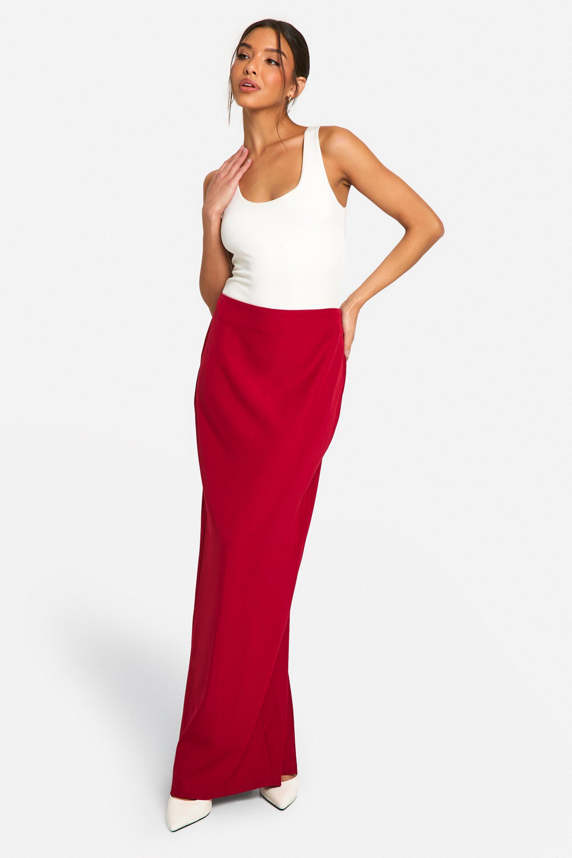 Boohoo Getailleerde Geweven Low Rise Maxi, Cranberry