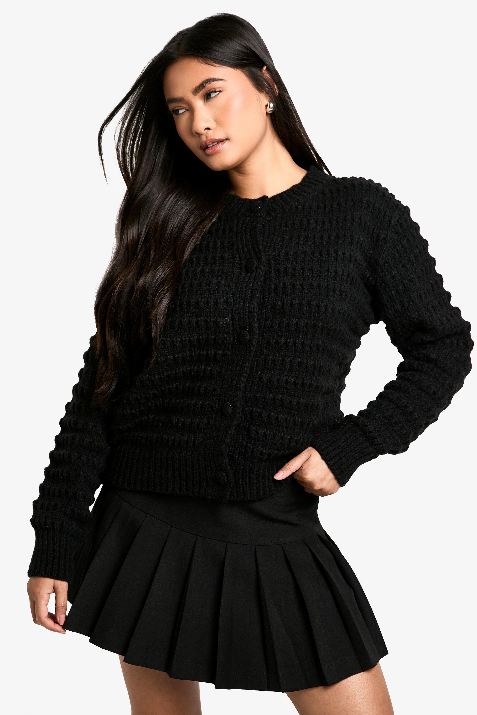 Boohoo Dikke Gebreide Cardigan, Black