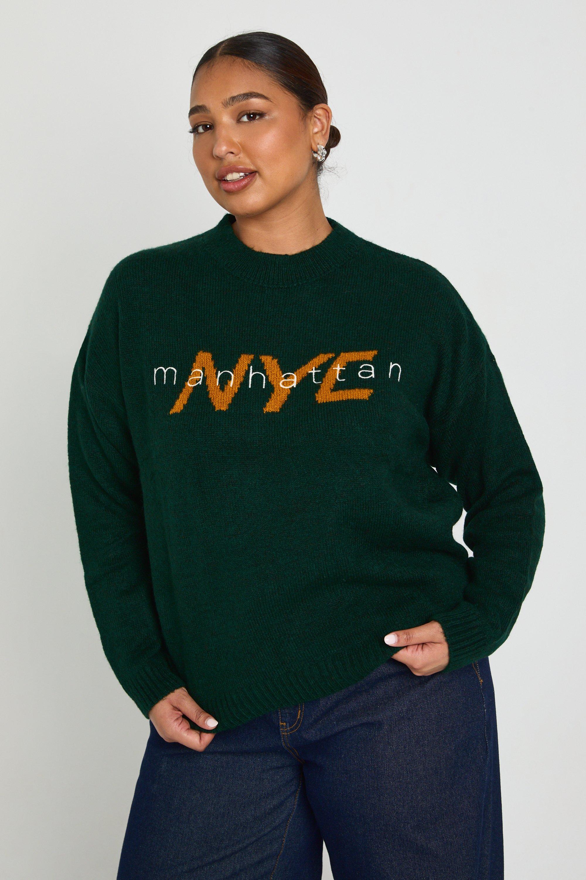 Image of Maglione Plus Size in maglia NYC, Verde