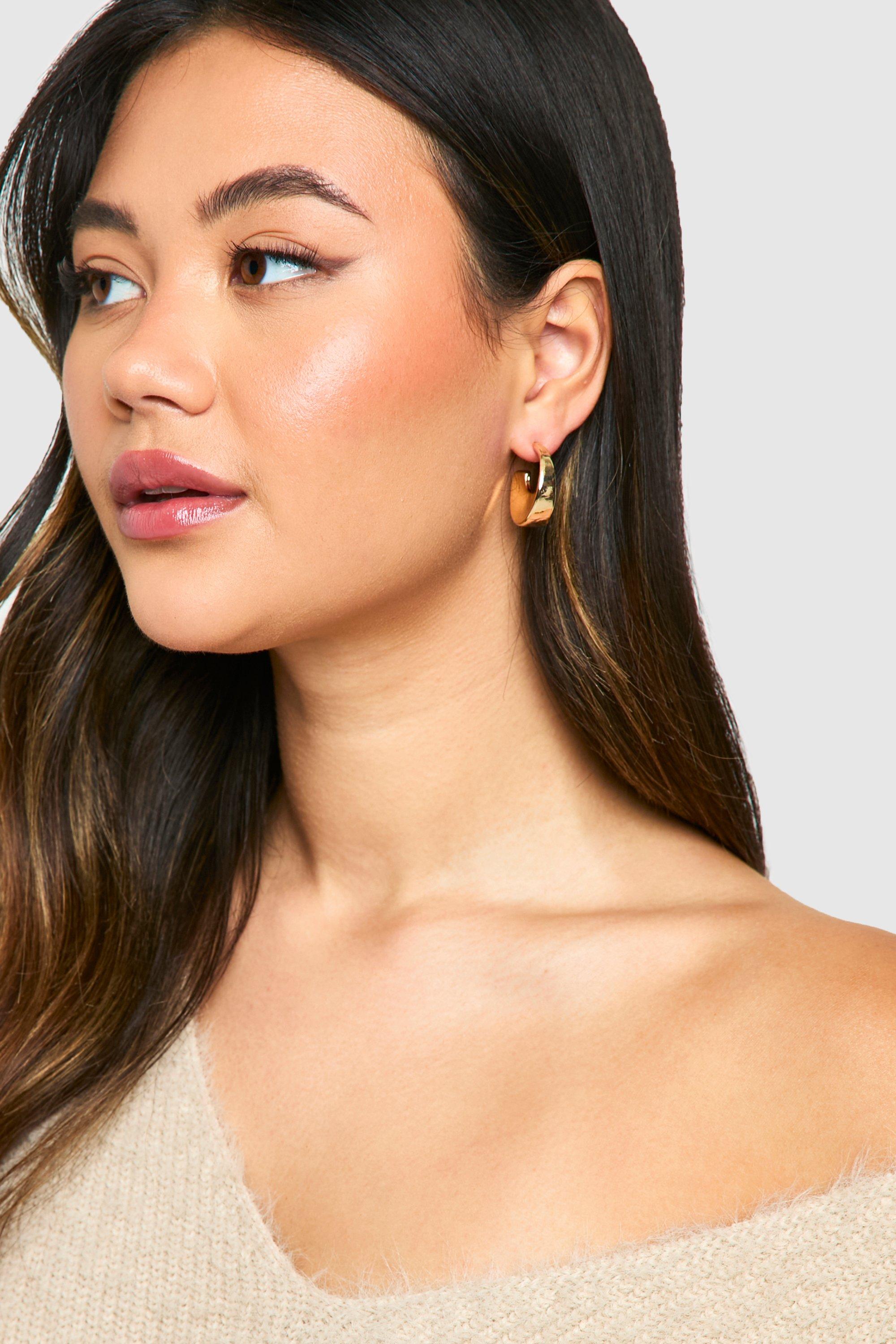 Womens Chunky Gold Hoop Earrings - One Size, Gold