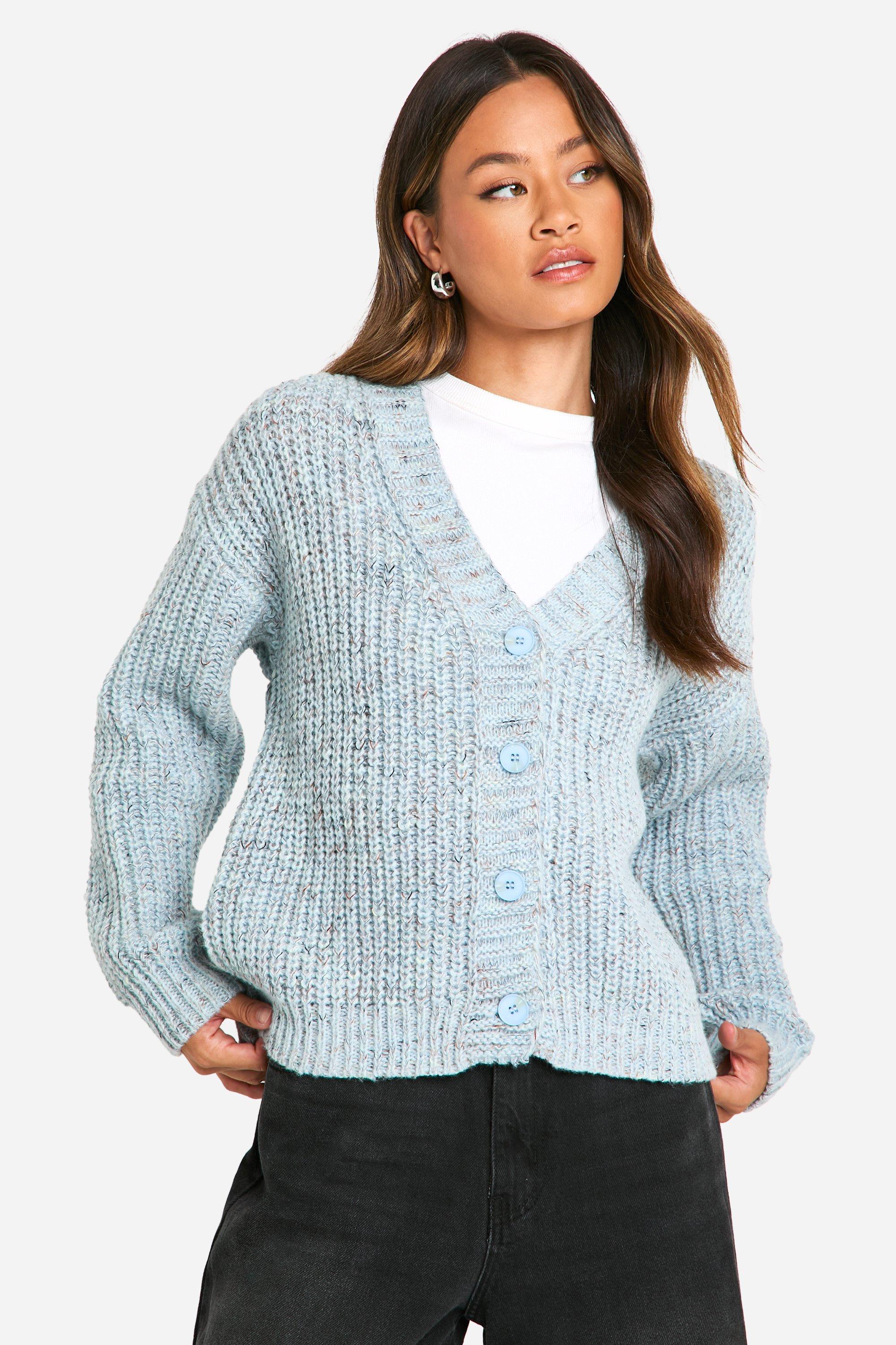 Boohoo Tall Dikke Gebreide Cardigan, Light Blue