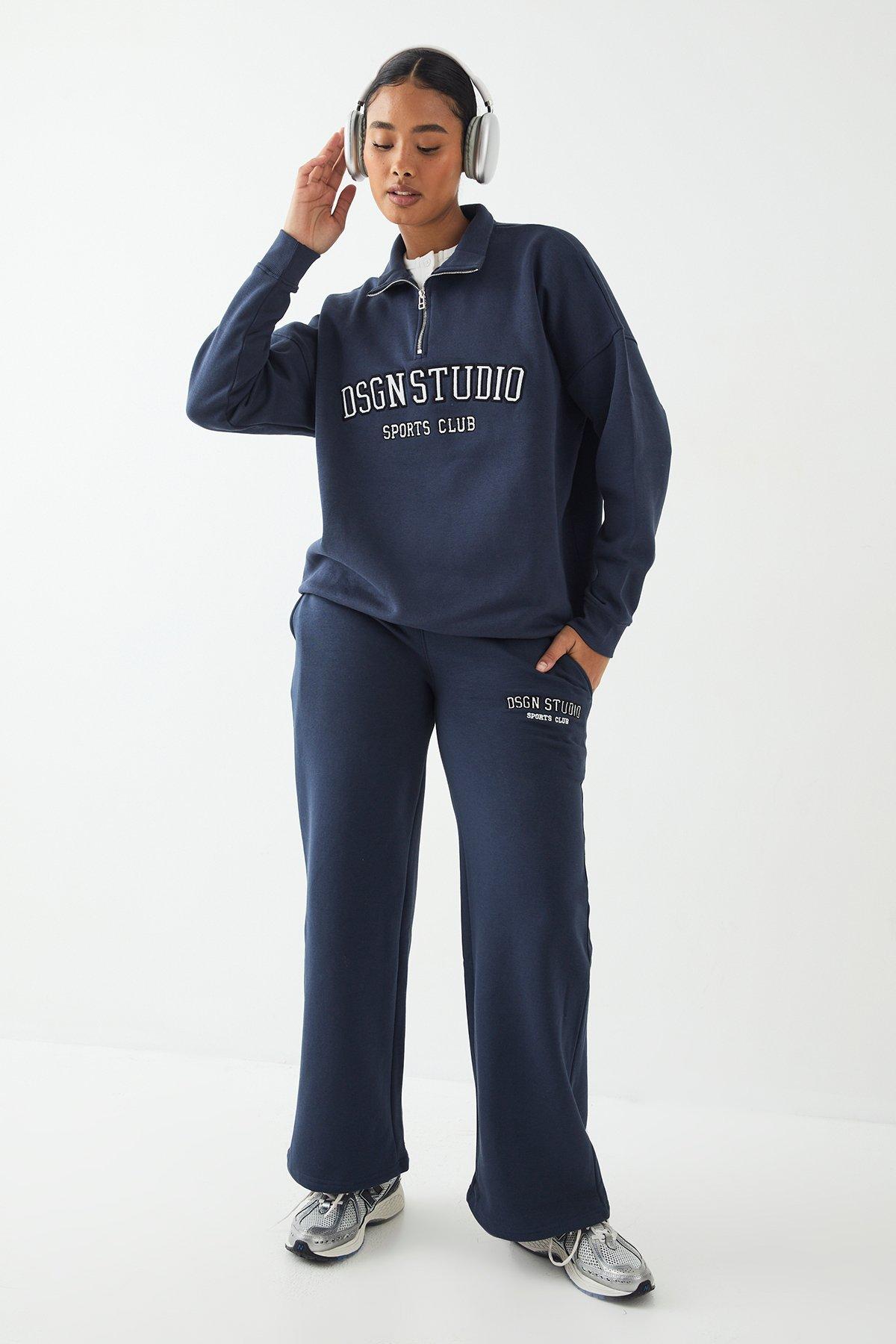 Image of Pantaloni tuta dritti Dsgn Studio con applique, Navy