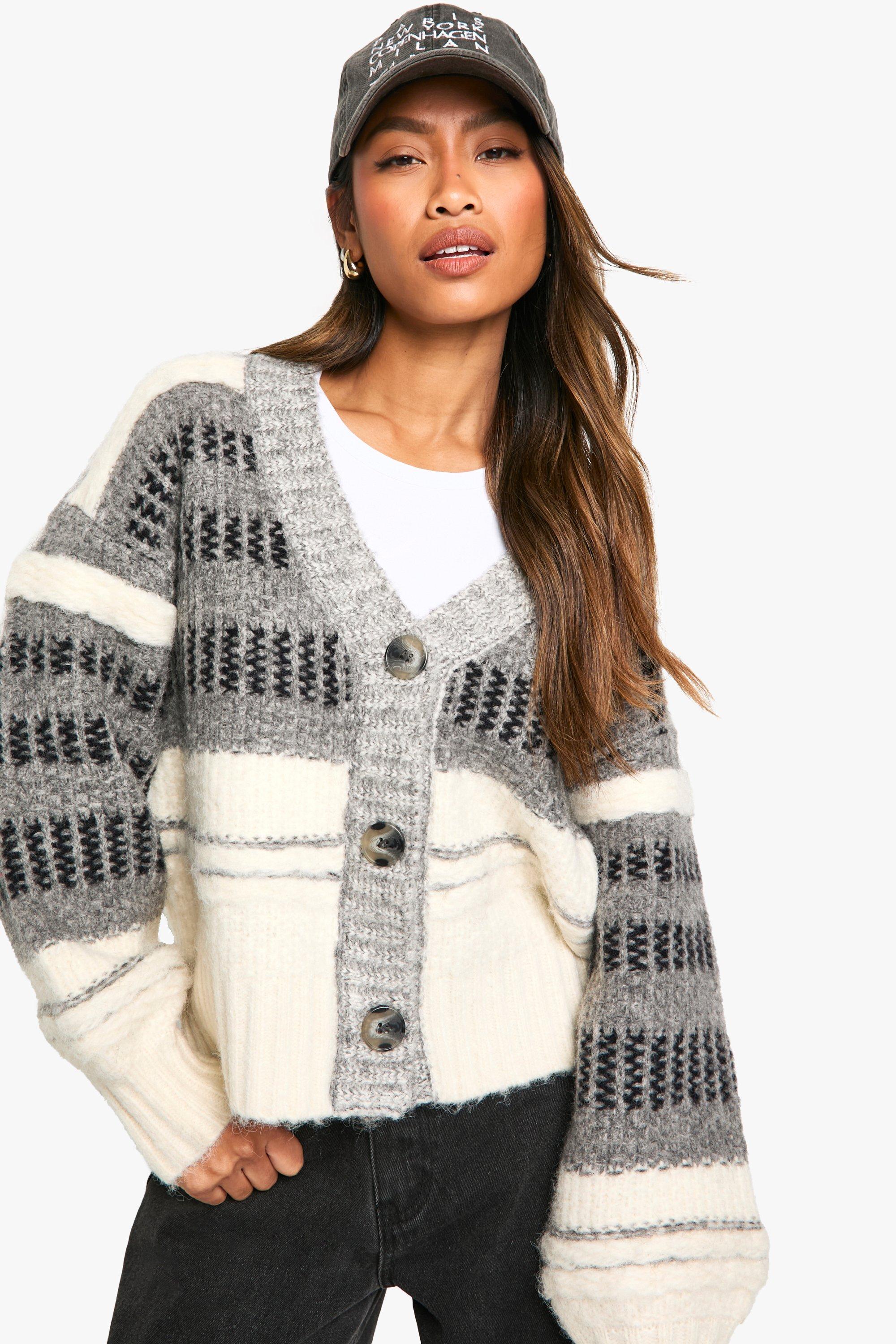 Boohoo Dikke Gebreide Premium Cardigan, Grey