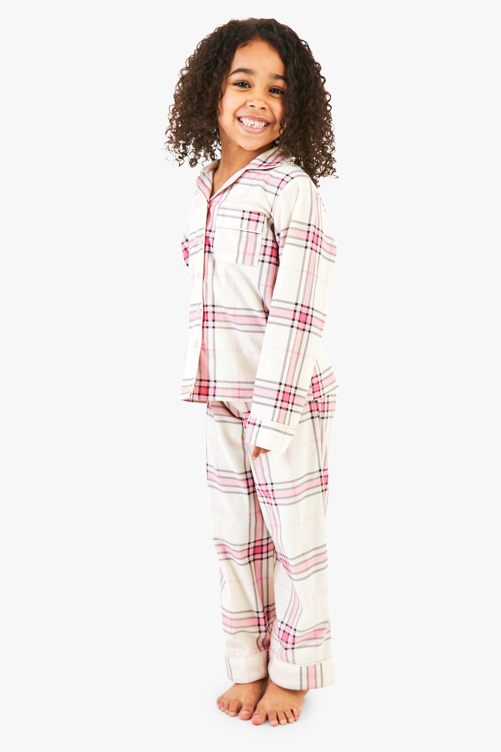 Womens Mini Me Matching Pink Check Pyjamas - 7-8 Yrs, Pink