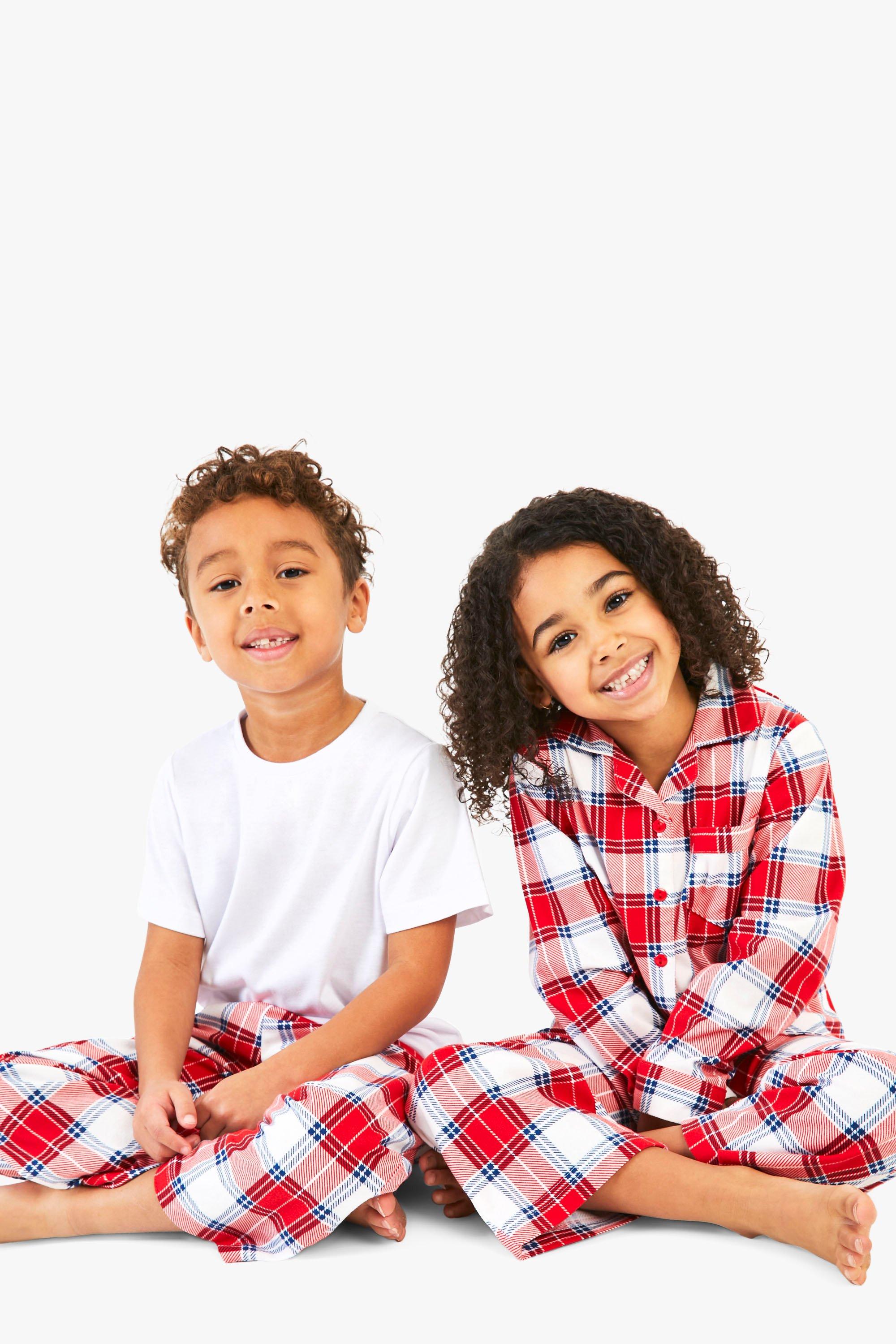 Image of Pigiama per bambini a quadri Family, Rosso