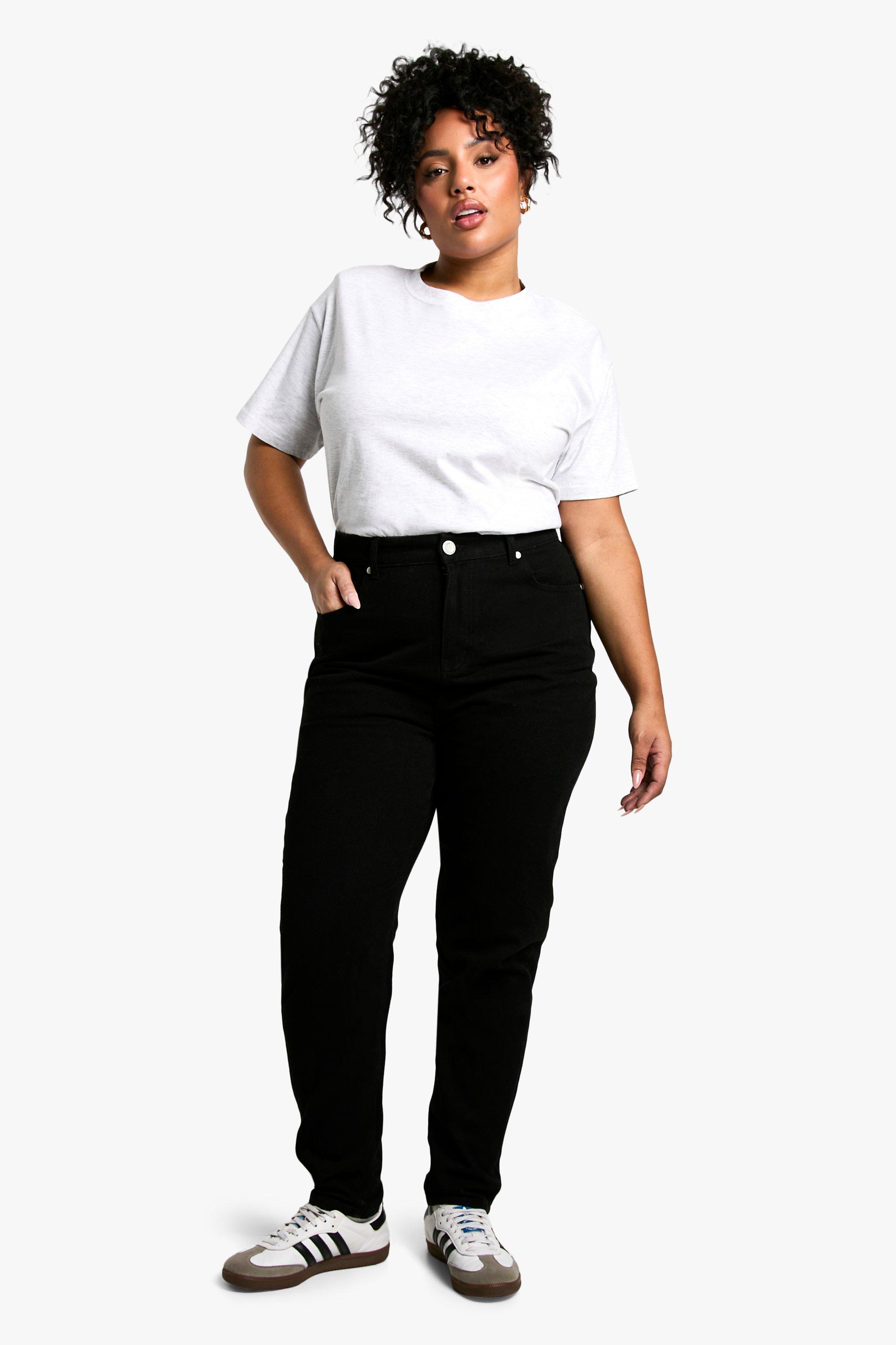 Boohoo Plus Mom Jeans Met Hoge Taille, Black