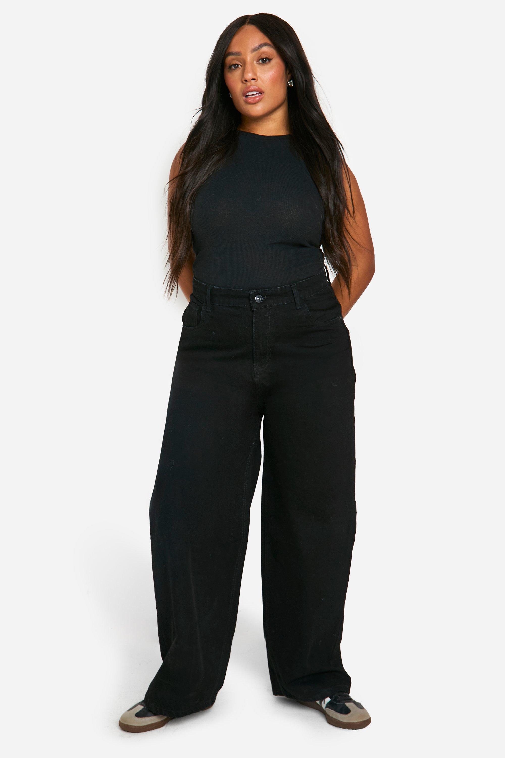 Boohoo Plus Basic Jeans Met Rechte Pijpen, True Black