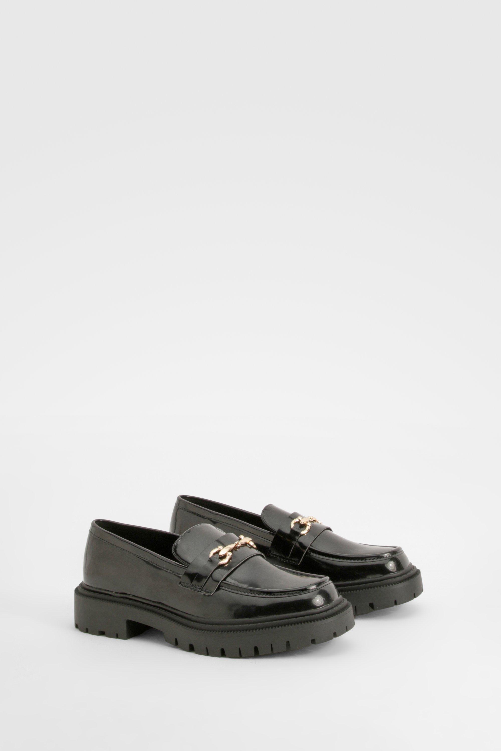 Boohoo Dikke Nepleren Loafers Met T-Bar, Black