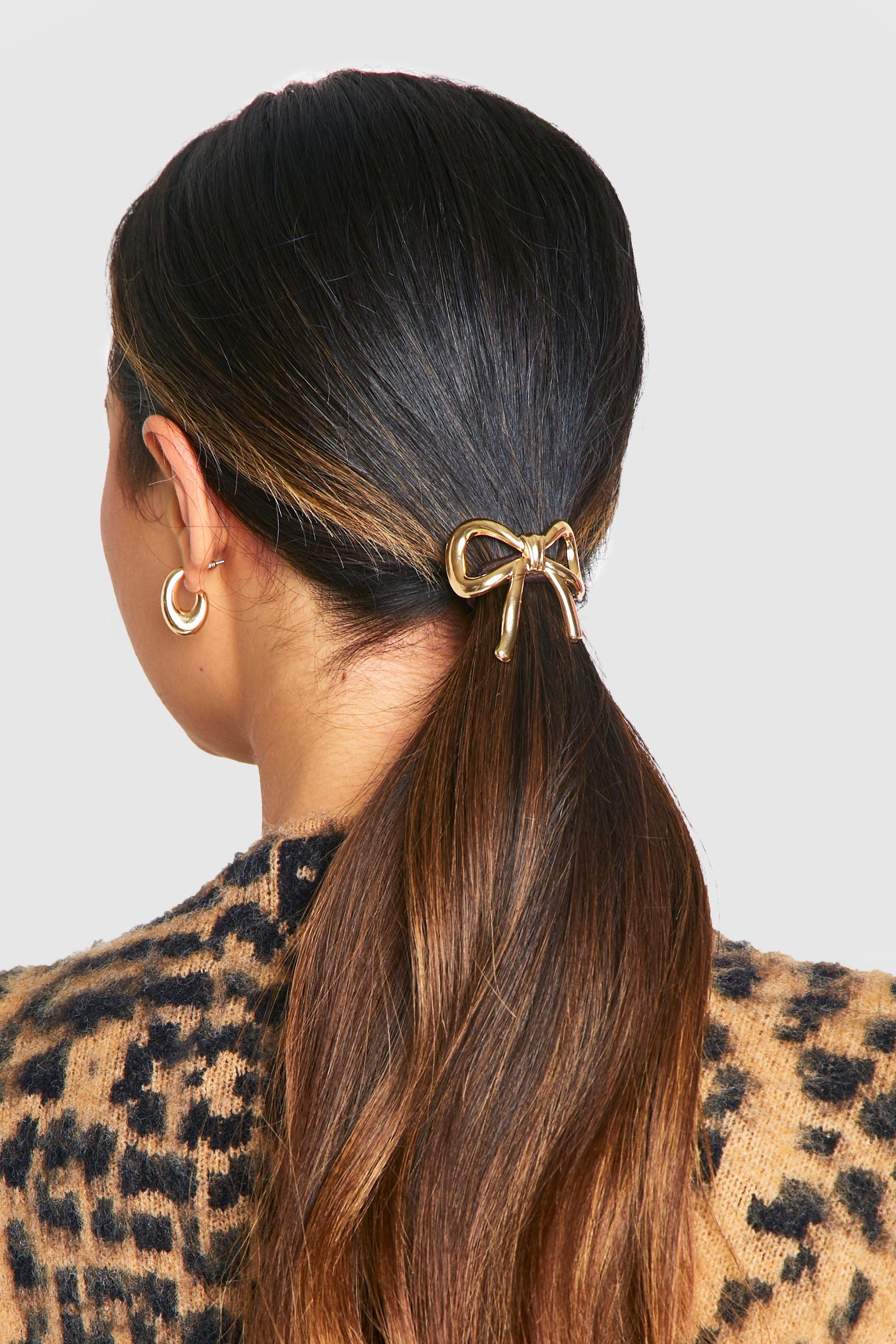 Womens Bow Hardware Detail Hair Bobble Gold One Size Gold