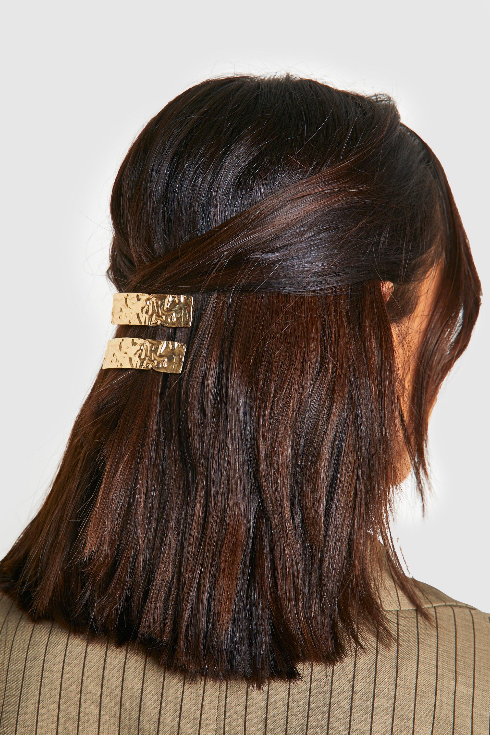 Click to view product details and reviews for Womens Hammered Hair Barrette Clips 2 Pack Gold One Size Gold.