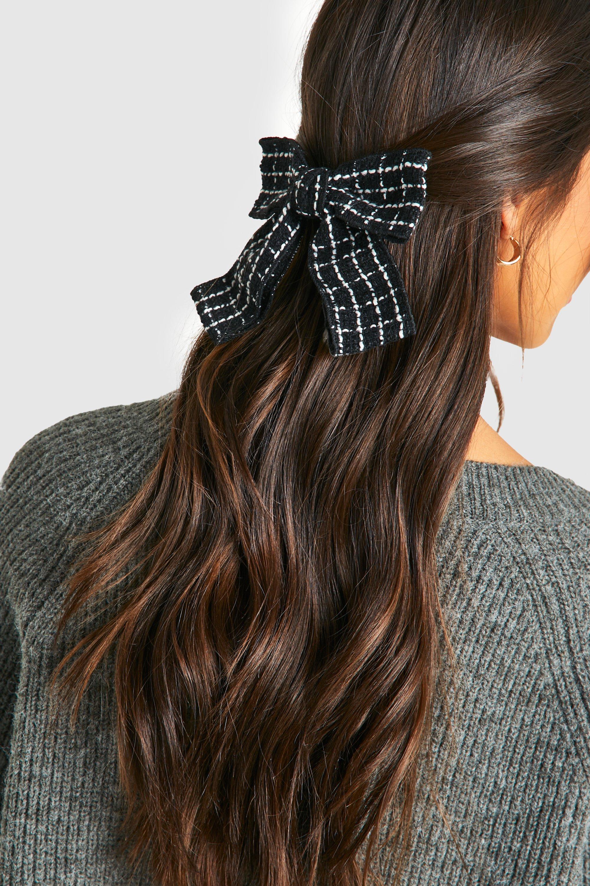 Womens Boucle Hair Bow Clip - Black - One Size, Black