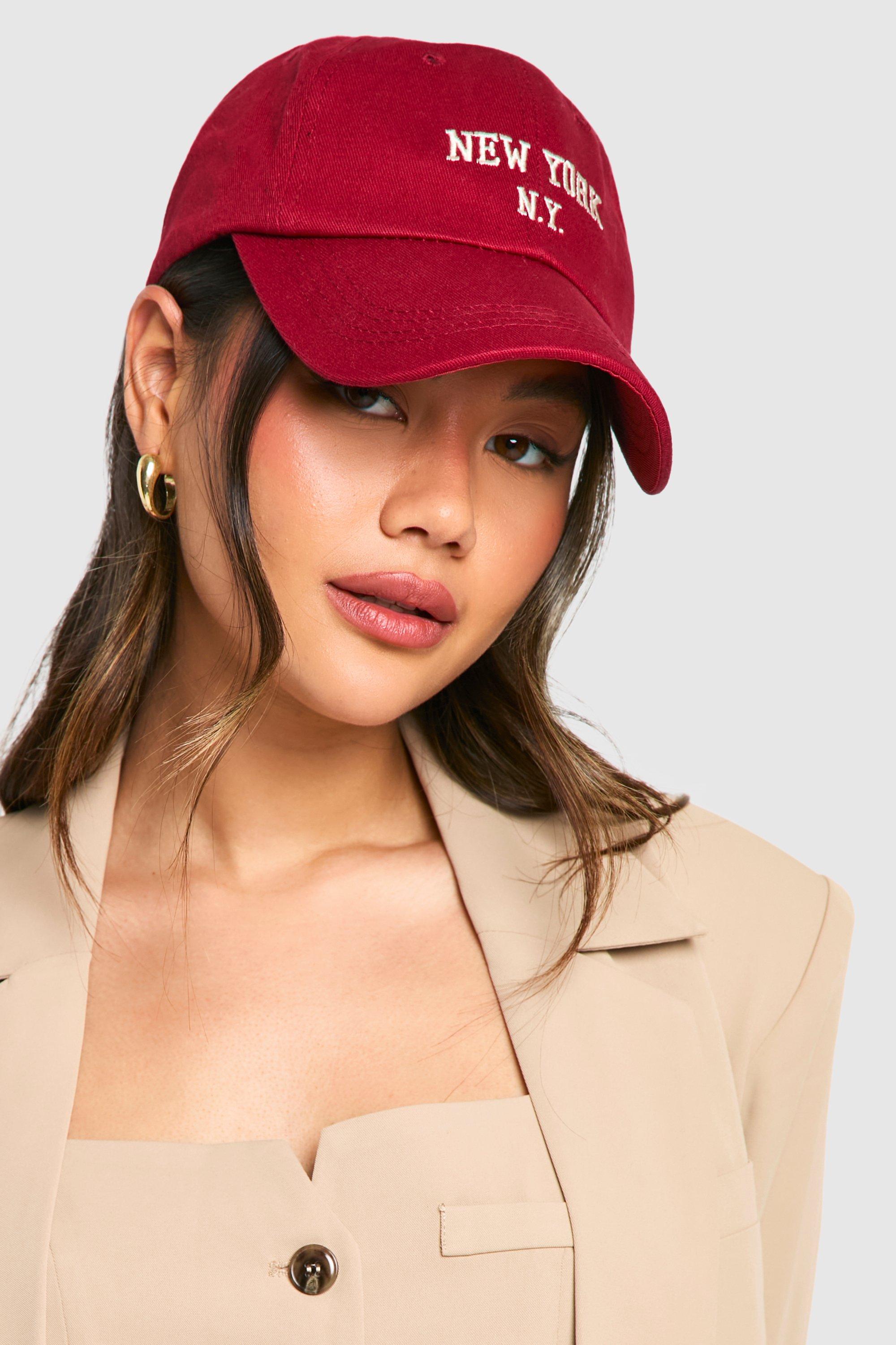 Click to view product details and reviews for Womens New York Embroidered Baseball Cap One Size Red.