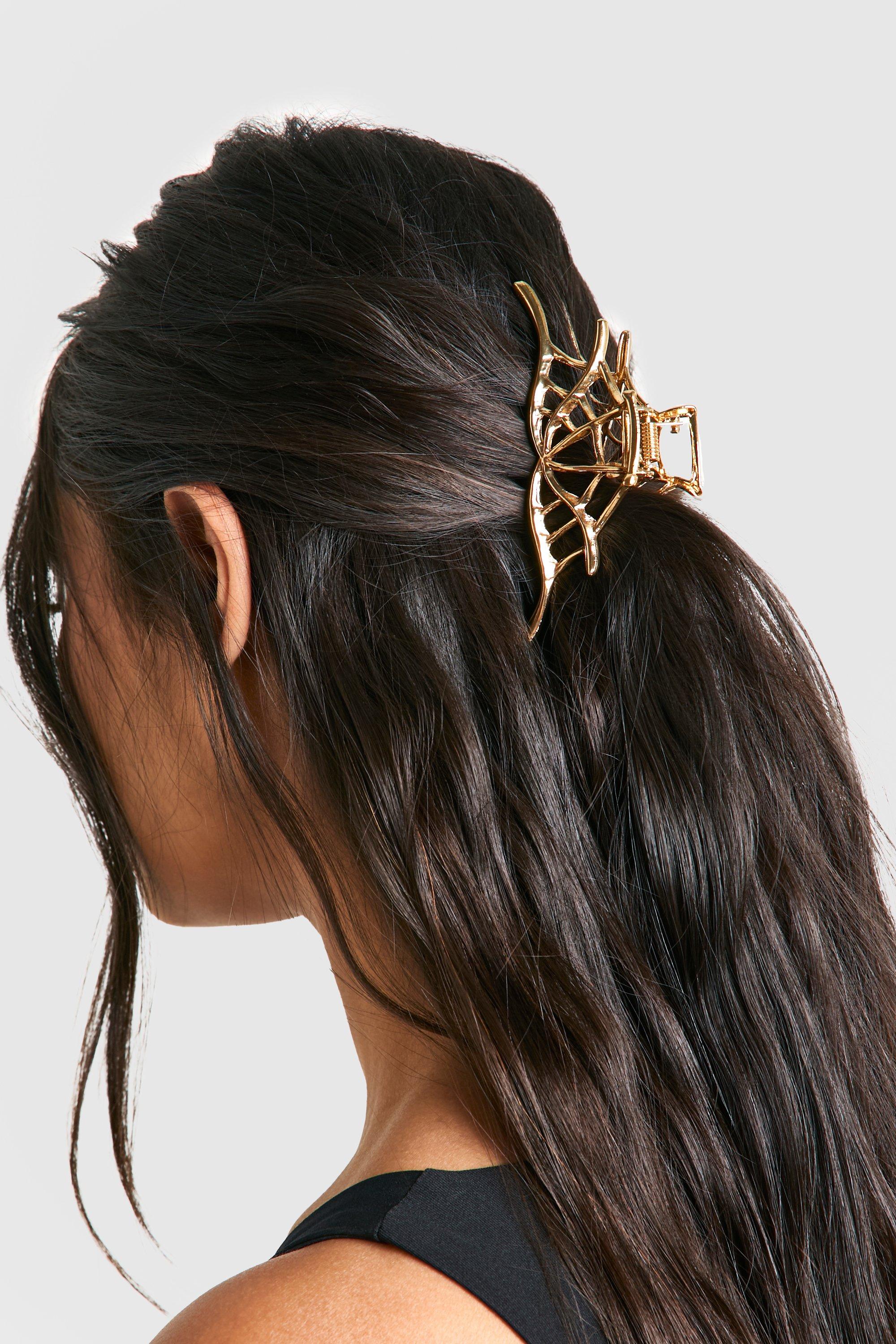 Womens Halloween Spider Web Hair Clip Gold One Size Gold