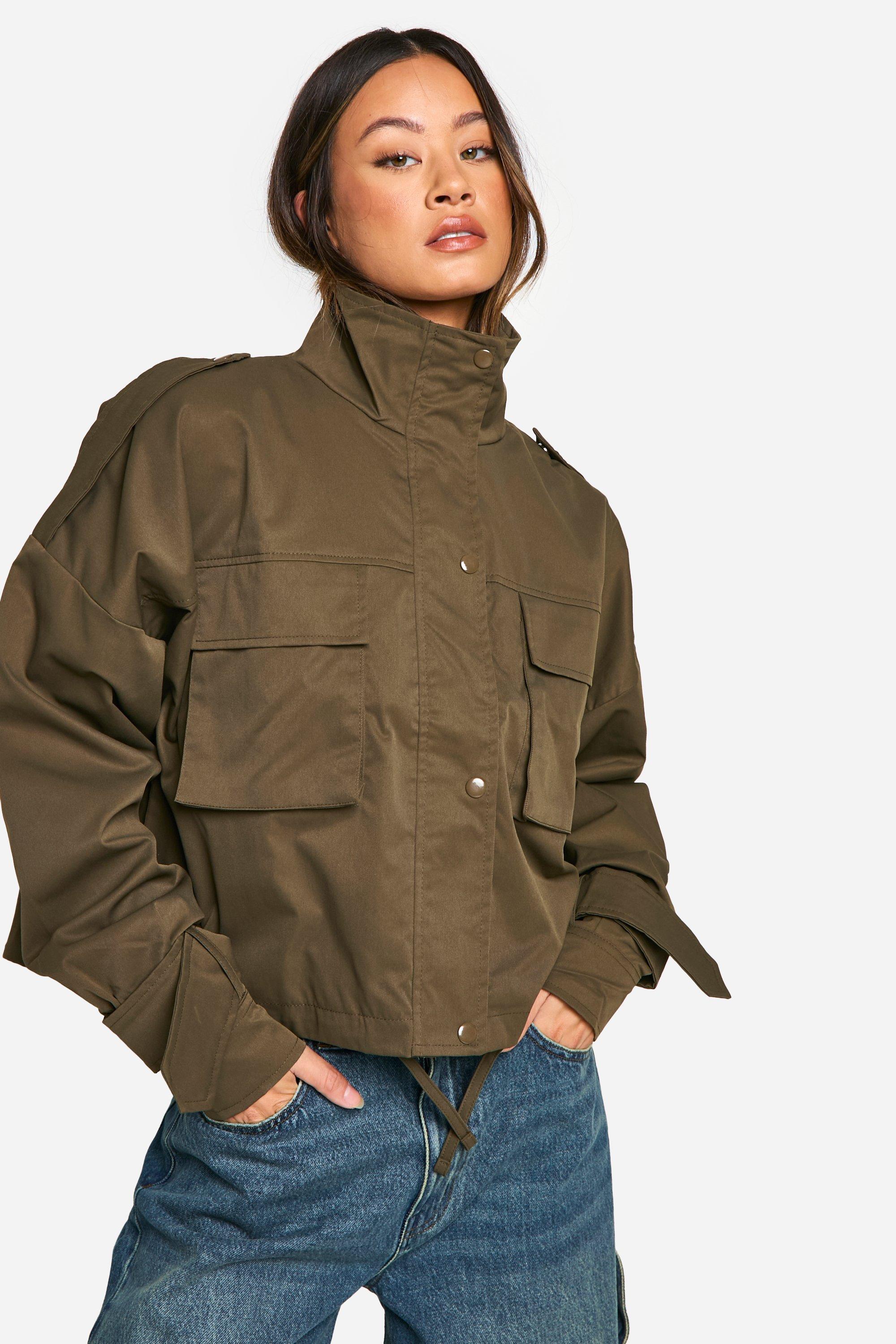 Womens Tall Cropped Utility Jacket - Green - 18, Green