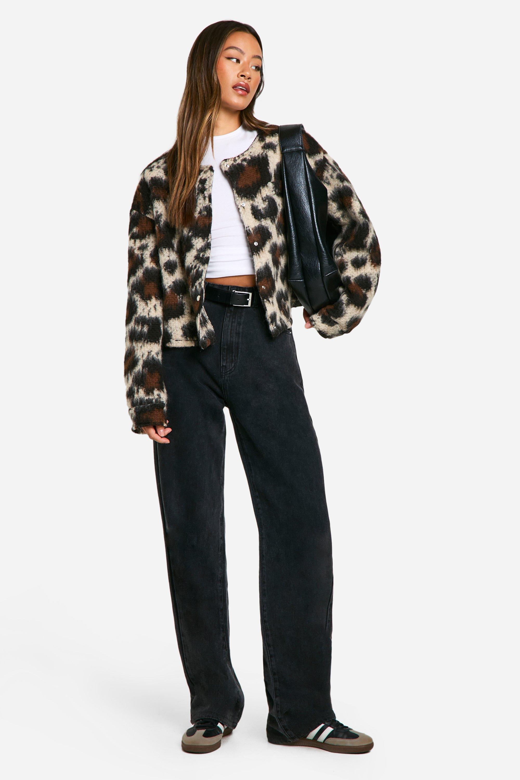 Image of Giacca Bomber Tall effetto lana leopardata, Multi