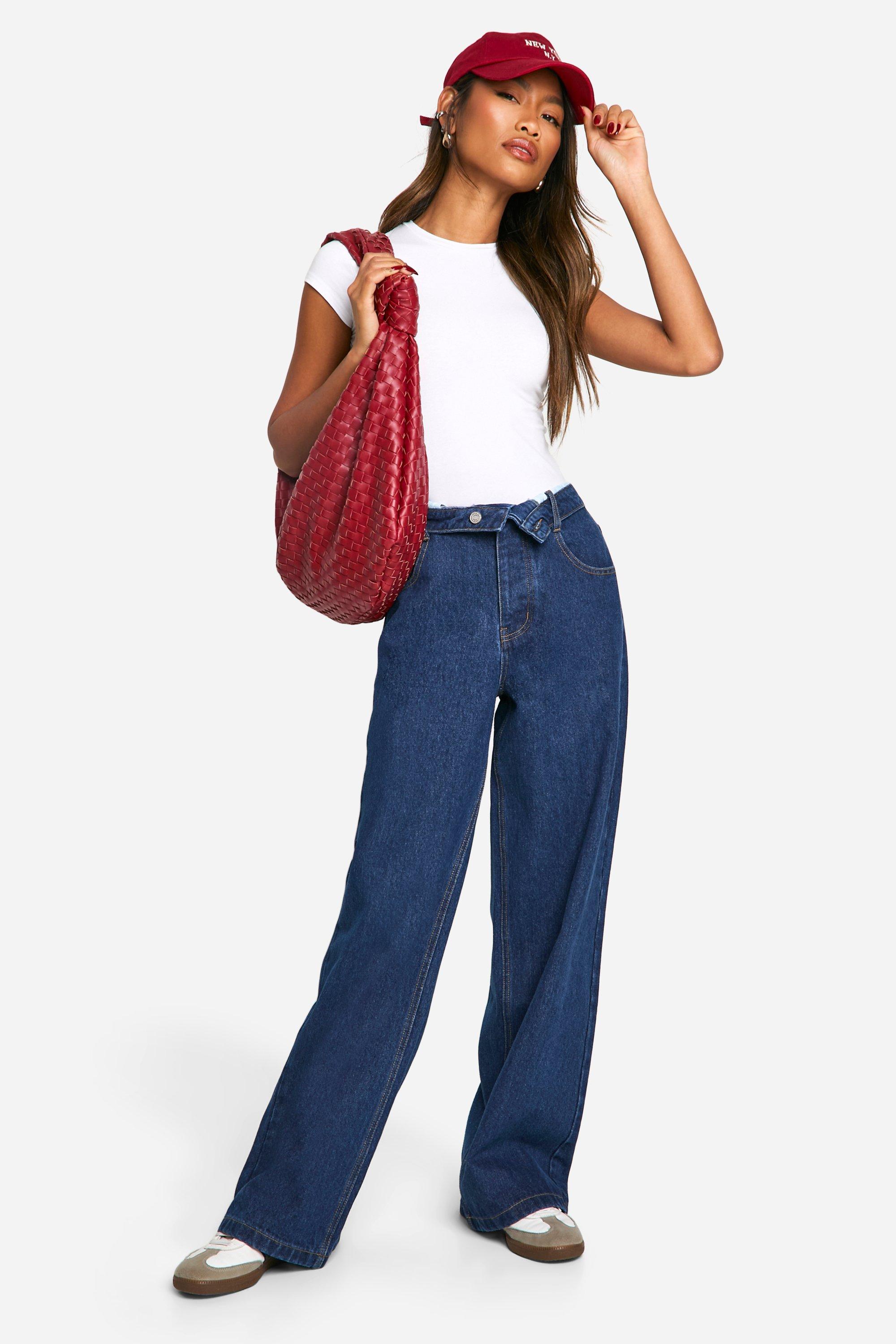 Boohoo Basic Baggy Wide Leg Jeans, Indigo