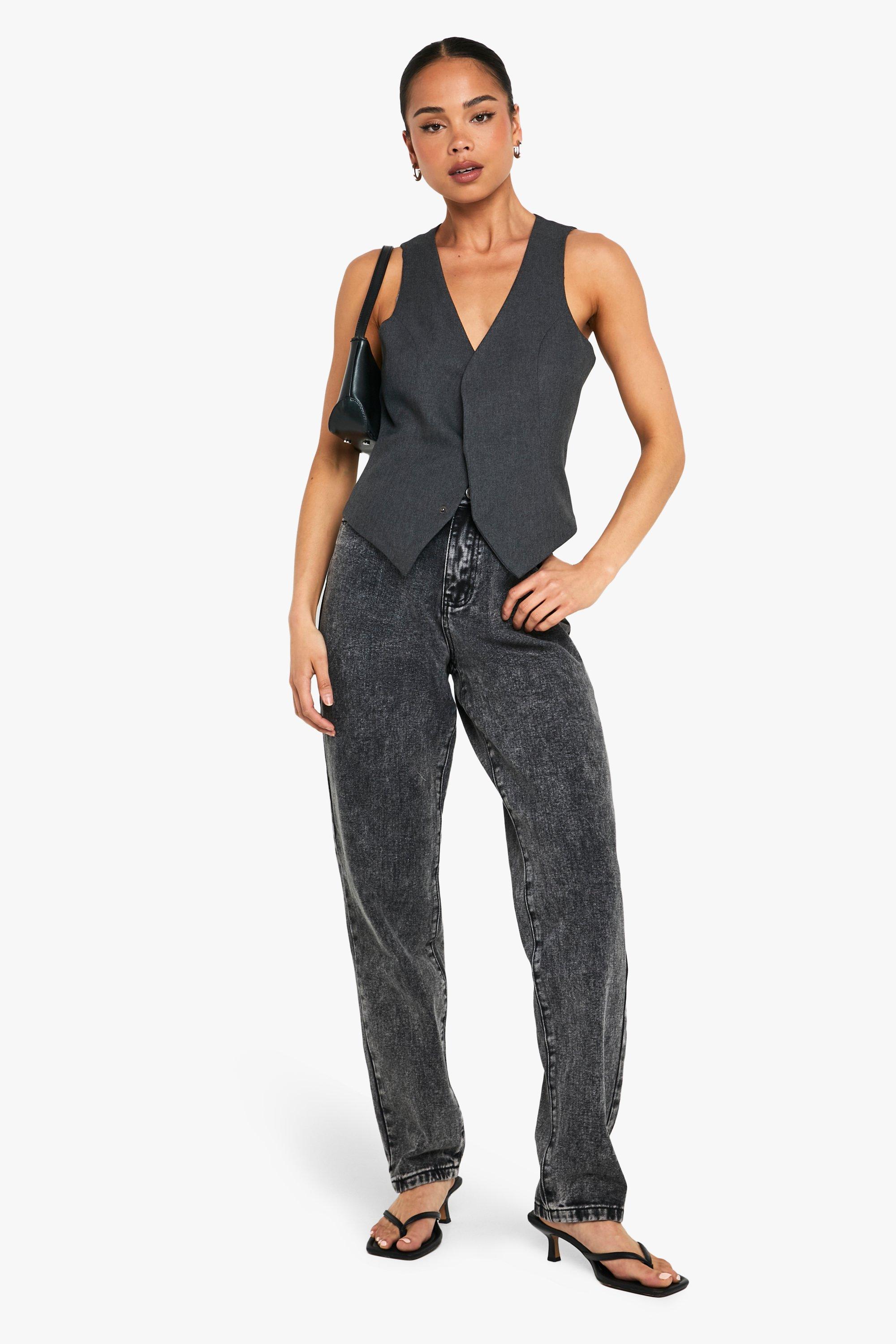 Image of Jeans dritti Basics a vita alta, Nero