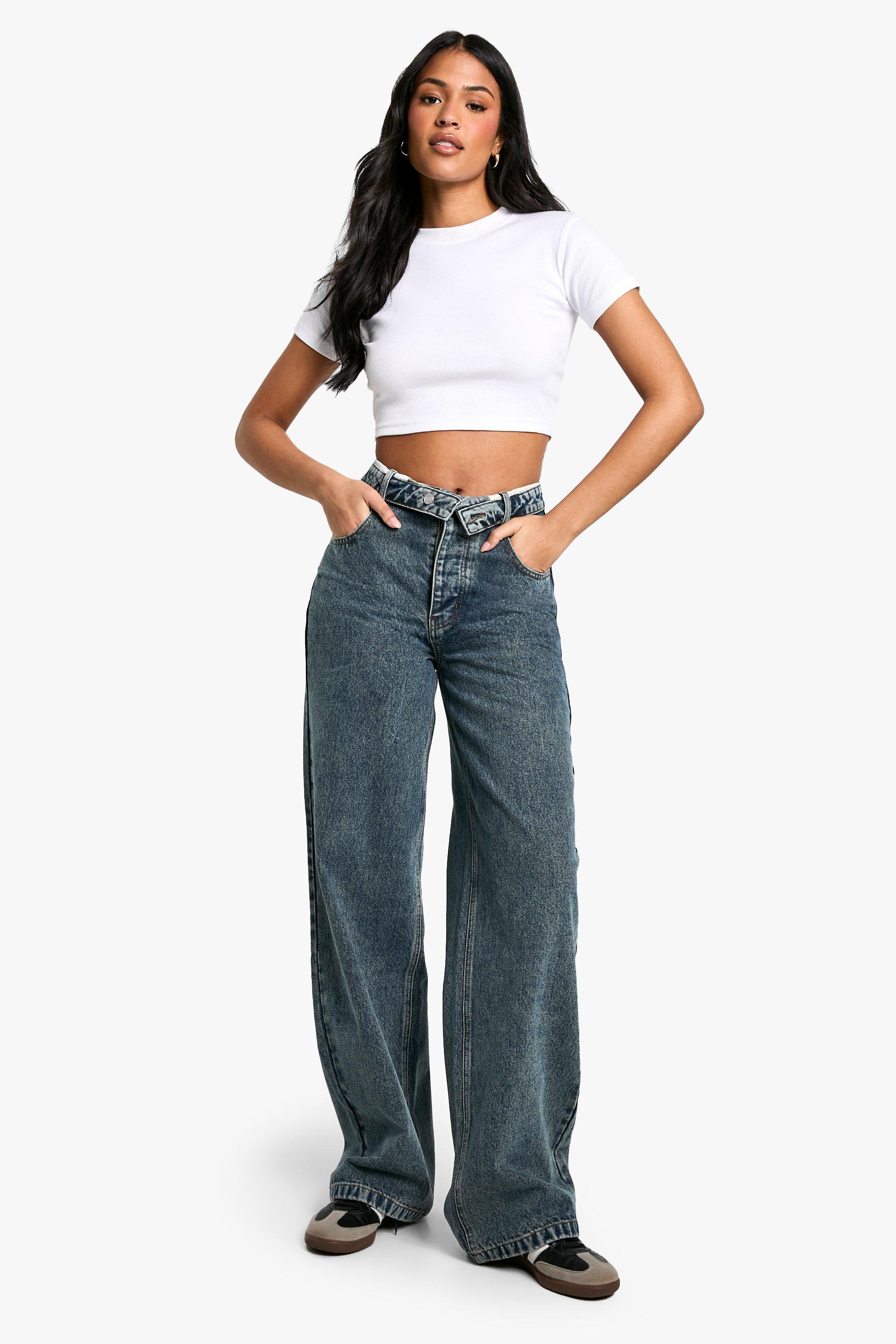 Boohoo Tall Basic Baggy Wide Leg Jeans, Vintage Wash