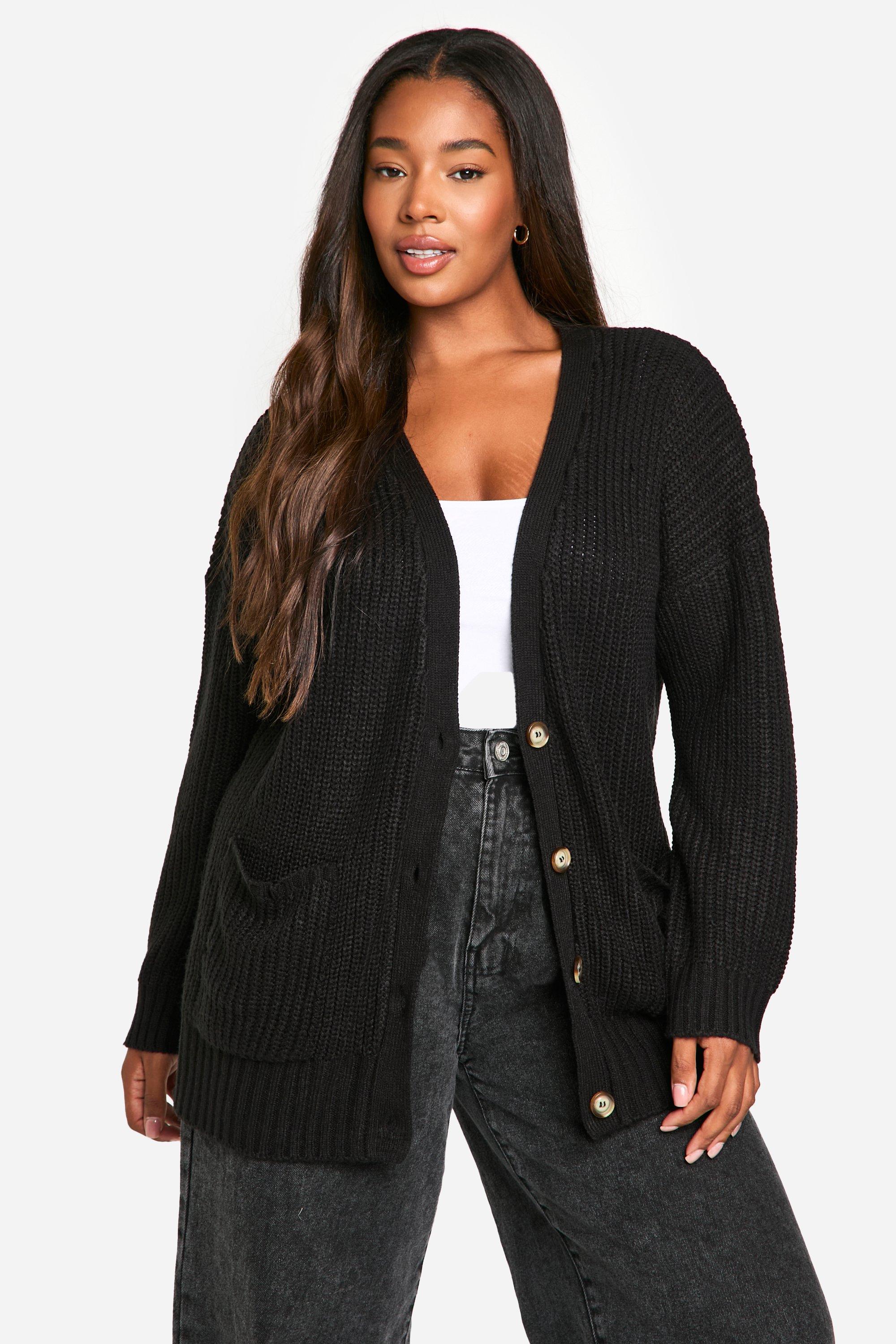 Boohoo Plus Oversized Cardigan, Black