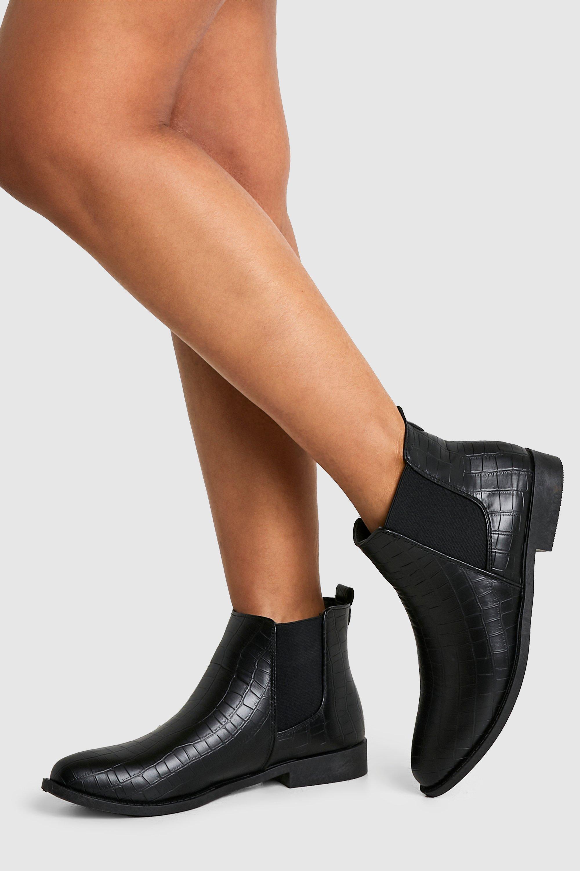 Boohoo Chelsea Boots Met Krokodillen Detail, Black