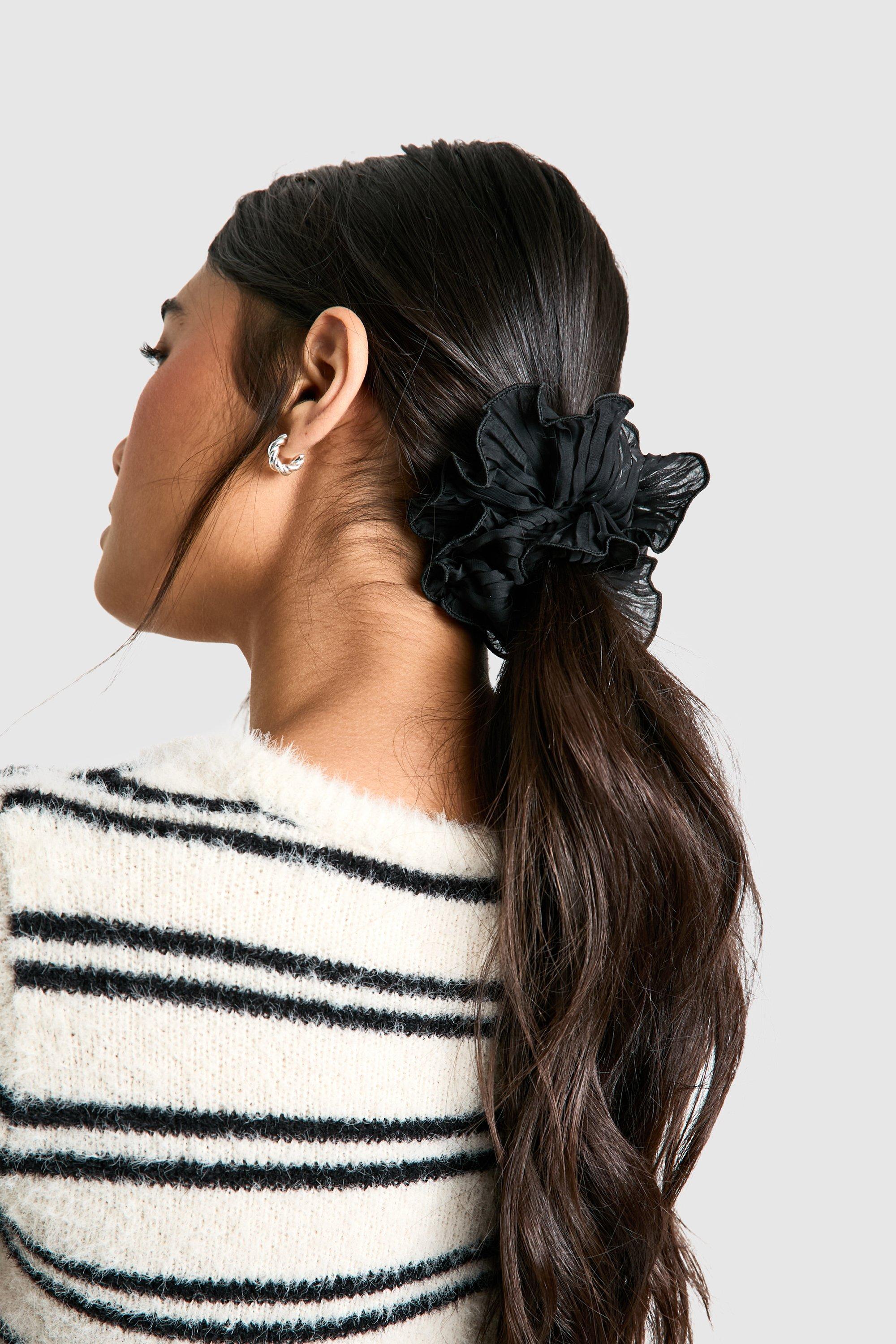 Womens Plisse Scrunchie - Black - One Size, Black