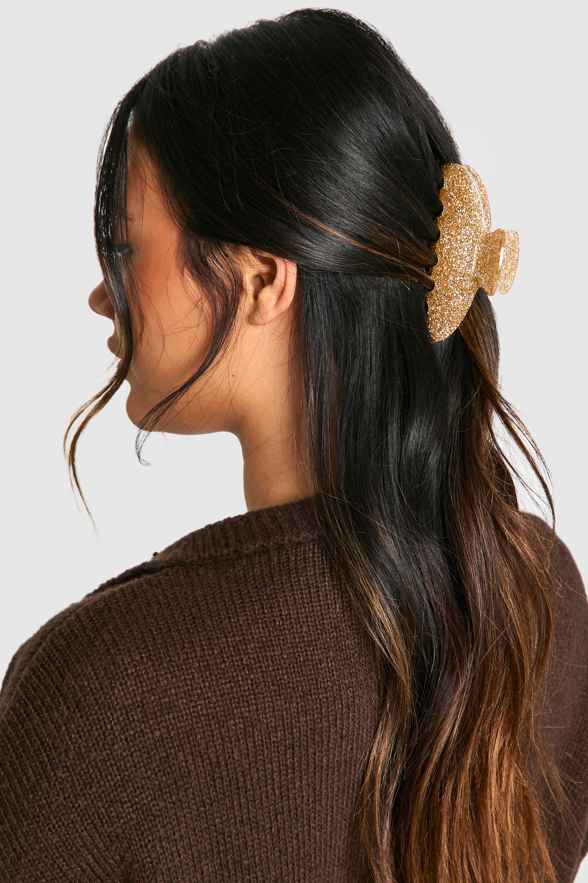 Womens Glitter Claw Hair Clip Gold One Size Gold