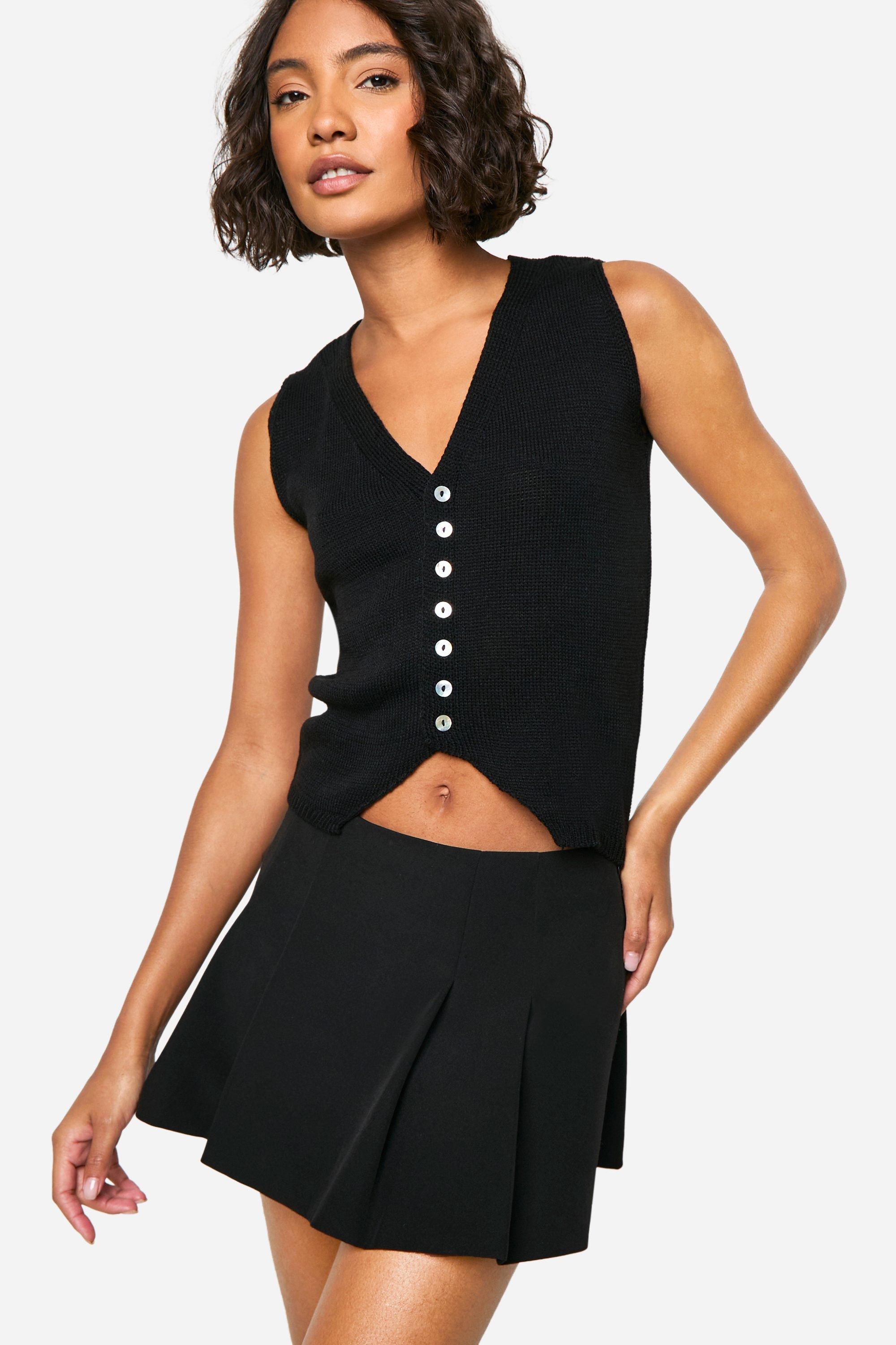 Womens Tall Knitted Rib Waistcoat - Black - 10, Black