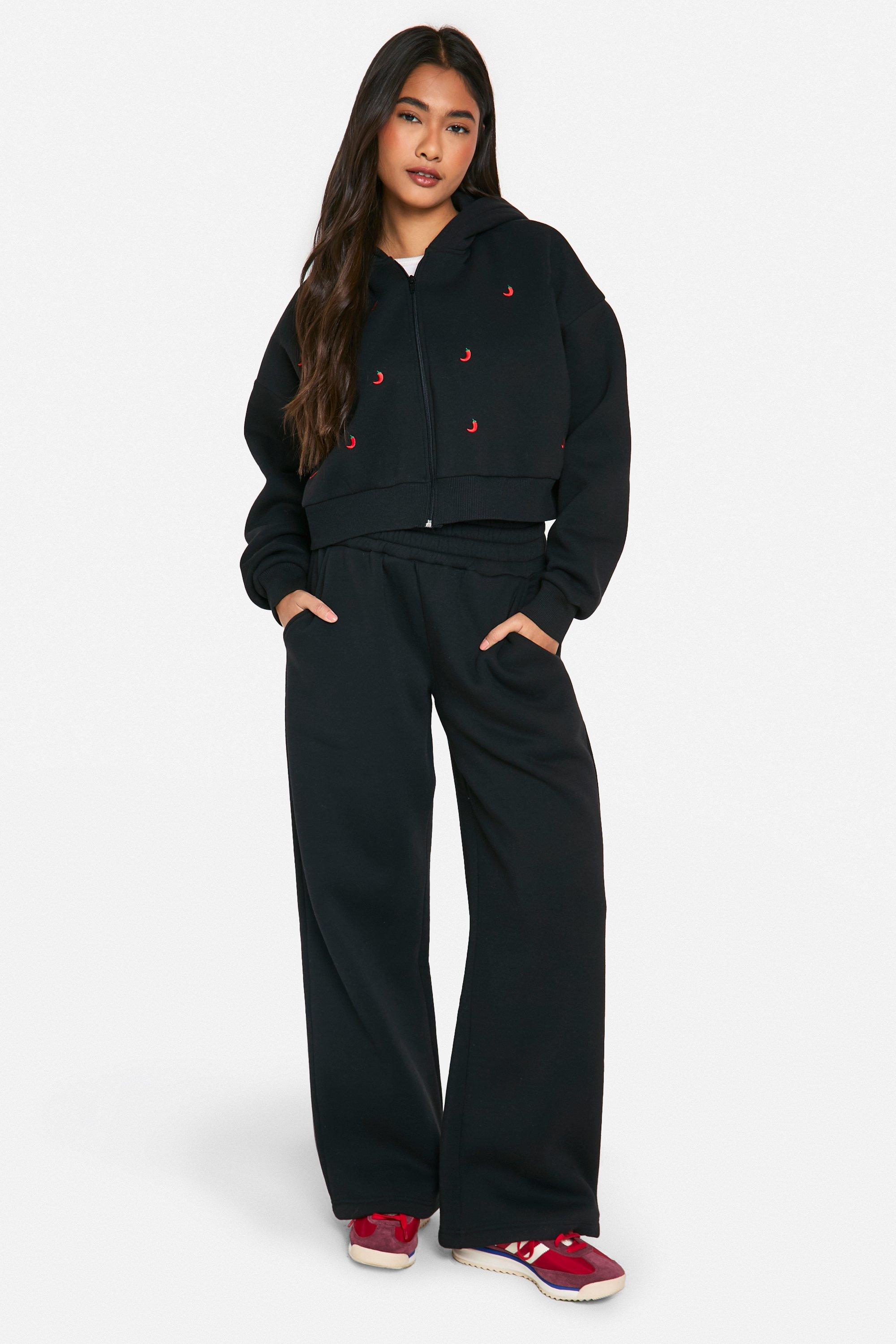 Womens Chilli Embroidered Tracksuit - Black - S, Black