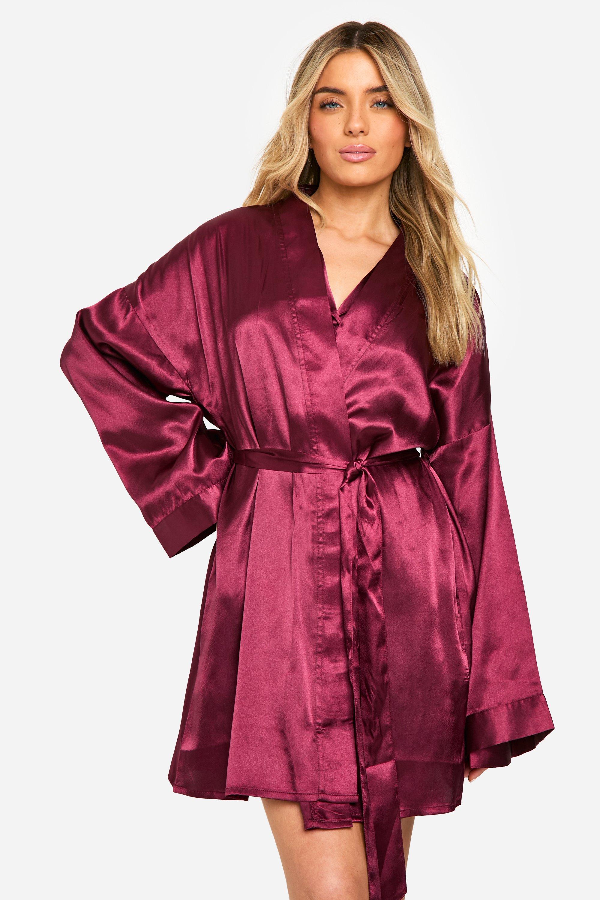 Womens Satin Robe - Red - 8, Red