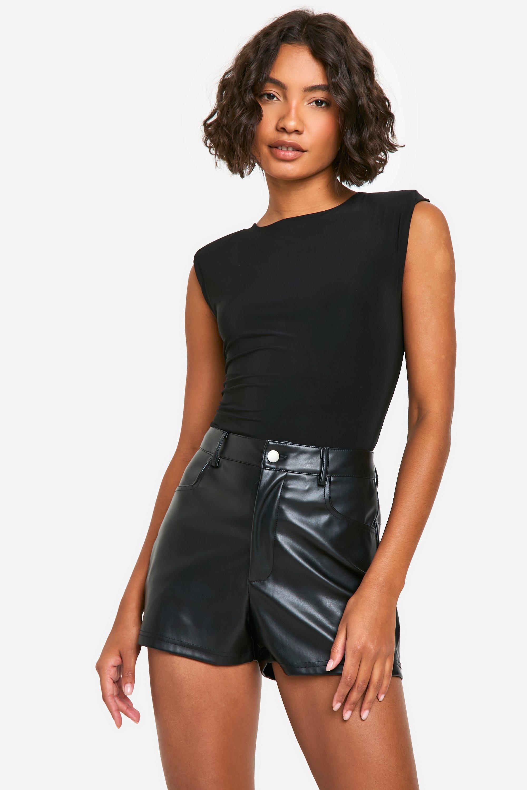 Womens Tall Shoulder Pad Sleeveless Bodysuit - Black - 6, Black