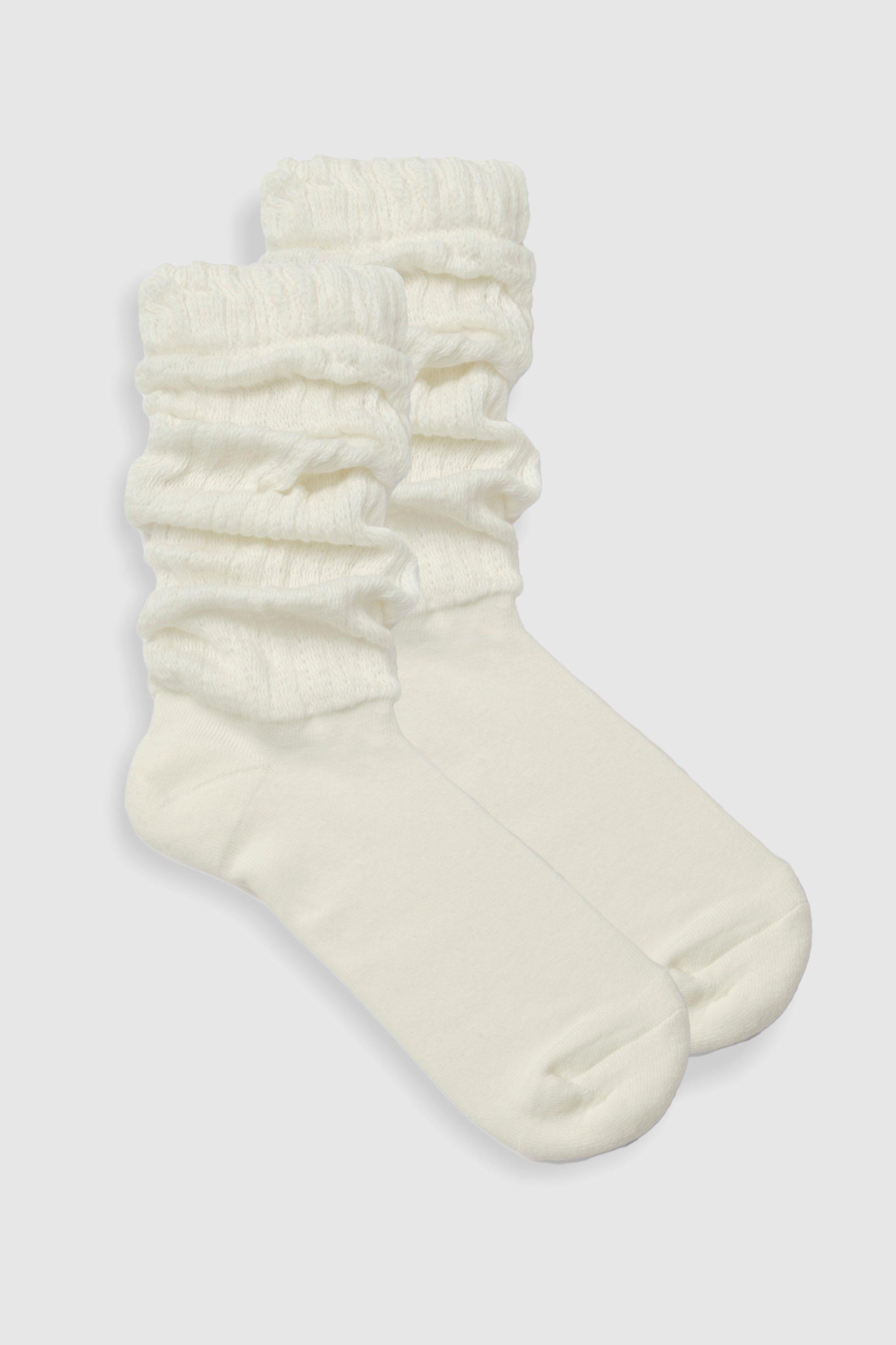 Womens 2 Pack Soft Ribbed Slouchy Socks - Cream - One Size, Cream