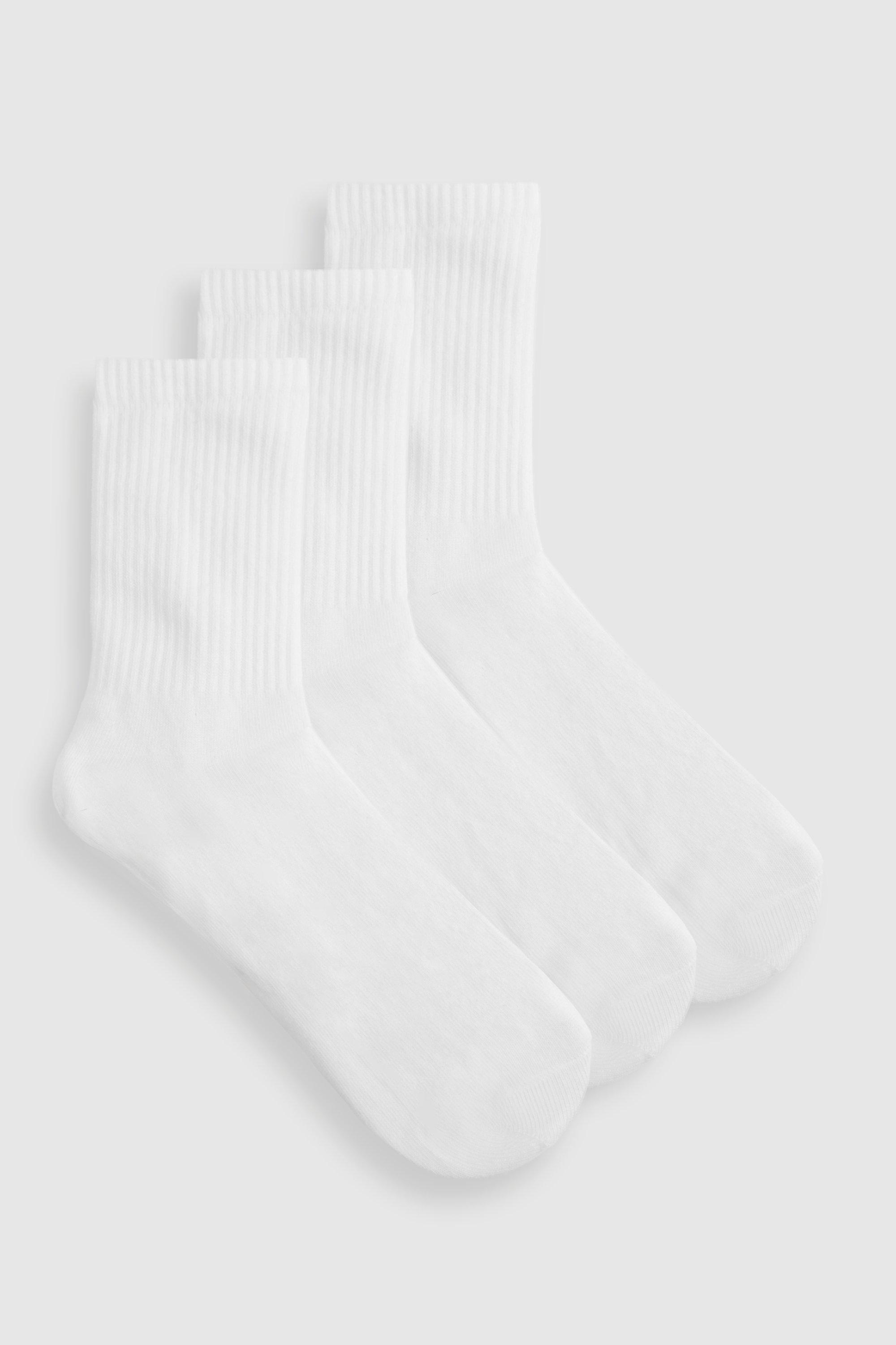Image of Calzini sportivi in tinta unita - set di 3 paia, Bianco