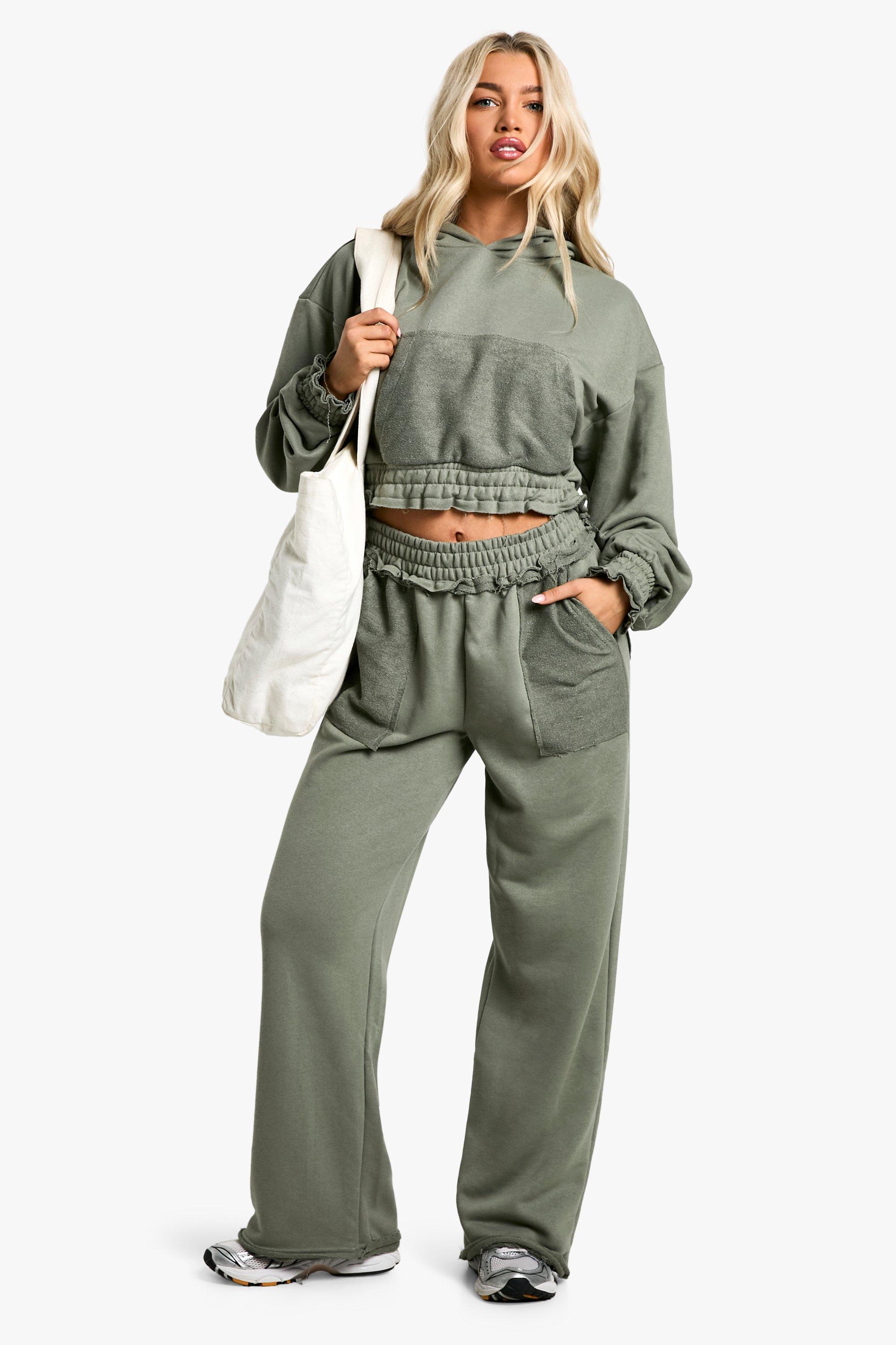 Womens Reverse Loopback Detail Straight Leg Jogger - Green - Xs, Green