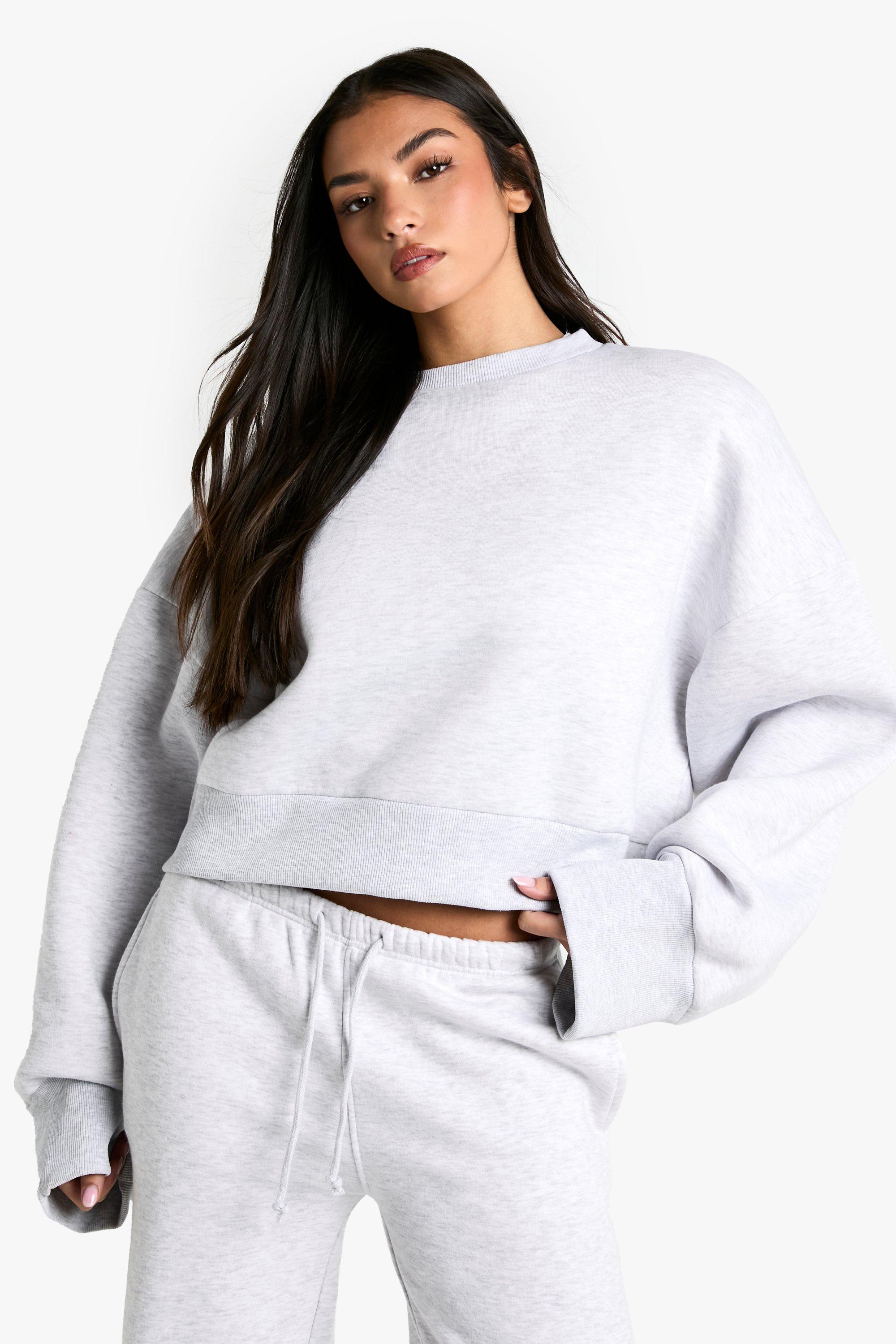 Womens Shoulder Pad Wide Sleeve Sweatshirt - Grey - M, Grey
